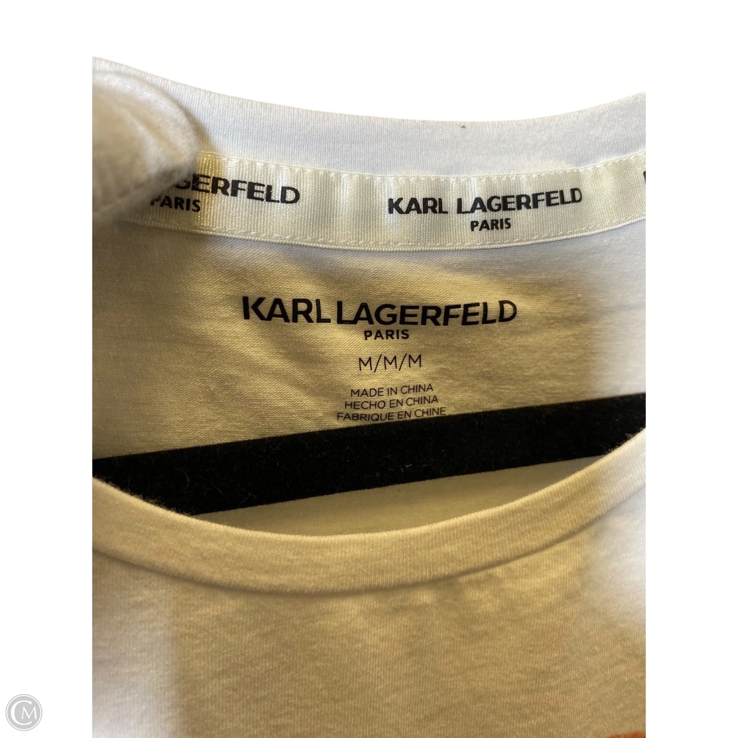 Top Short Sleeve Designer By Karl Lagerfeld In White, Size: M