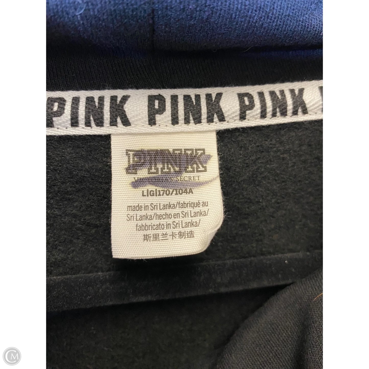 Sweatshirt Crewneck By Pink In Black & Silver, Size: L