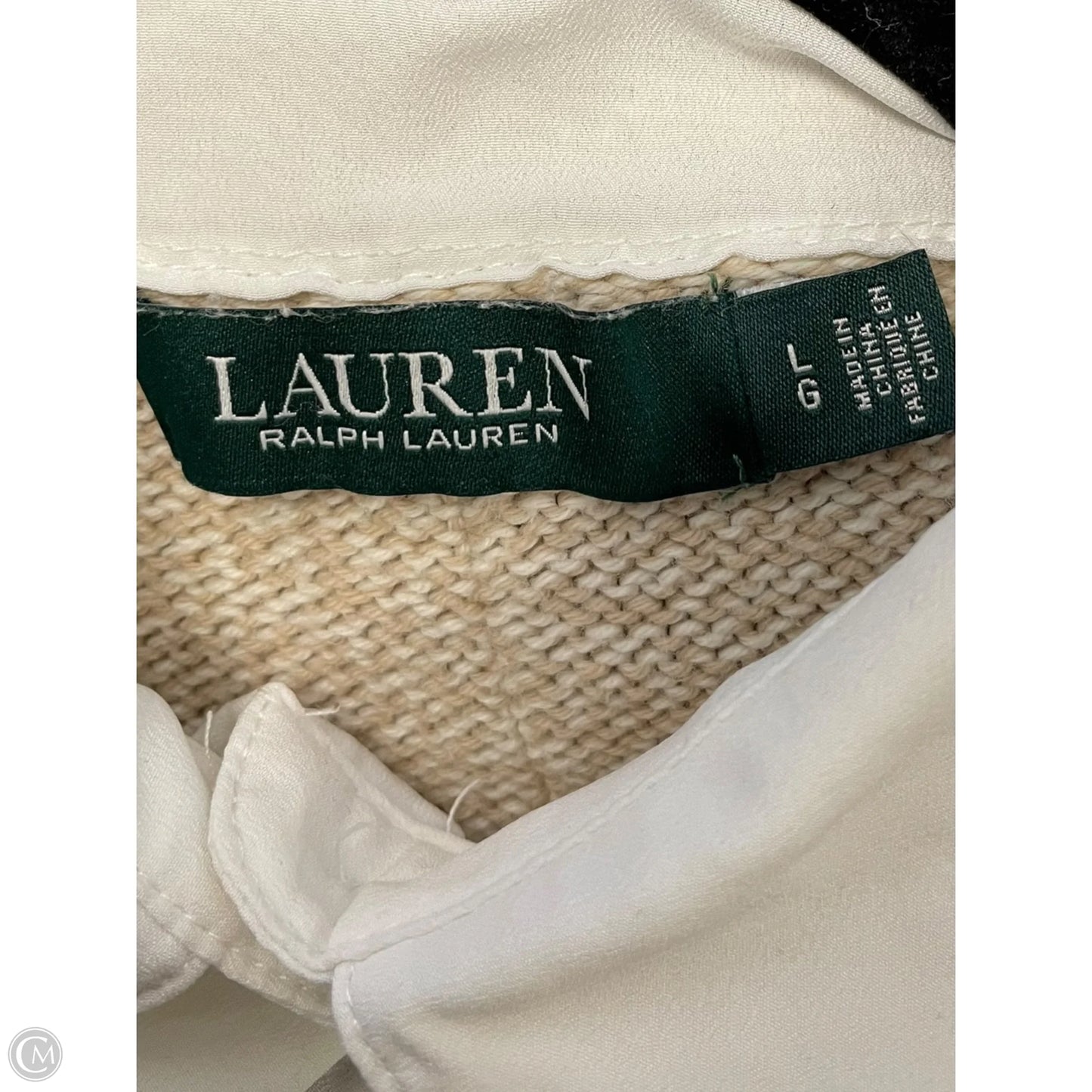 Sweatshirt Collar By Ralph Lauren In Cream & White, Size: L