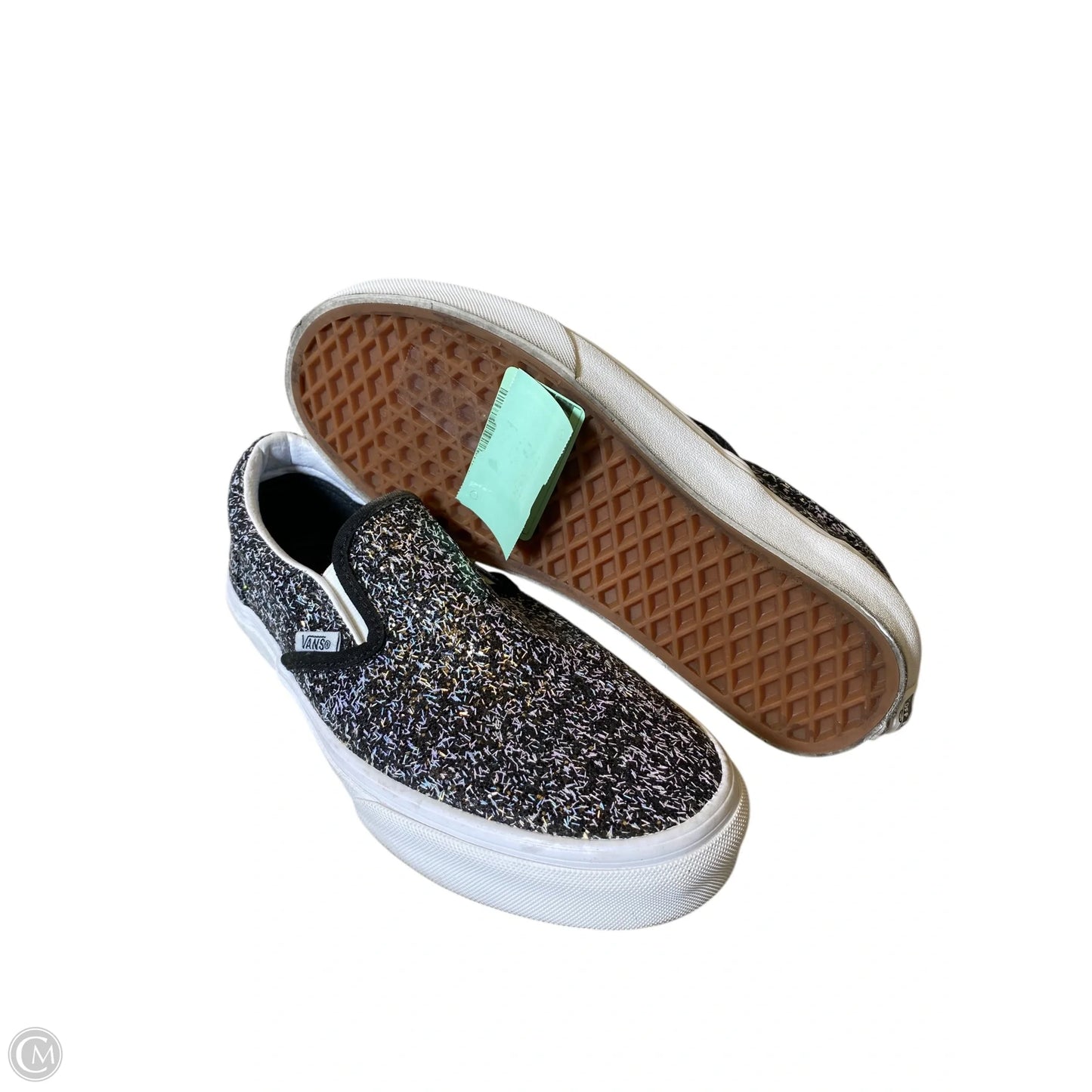 Shoes Flats By Vans In Black & White, Size: 7.5