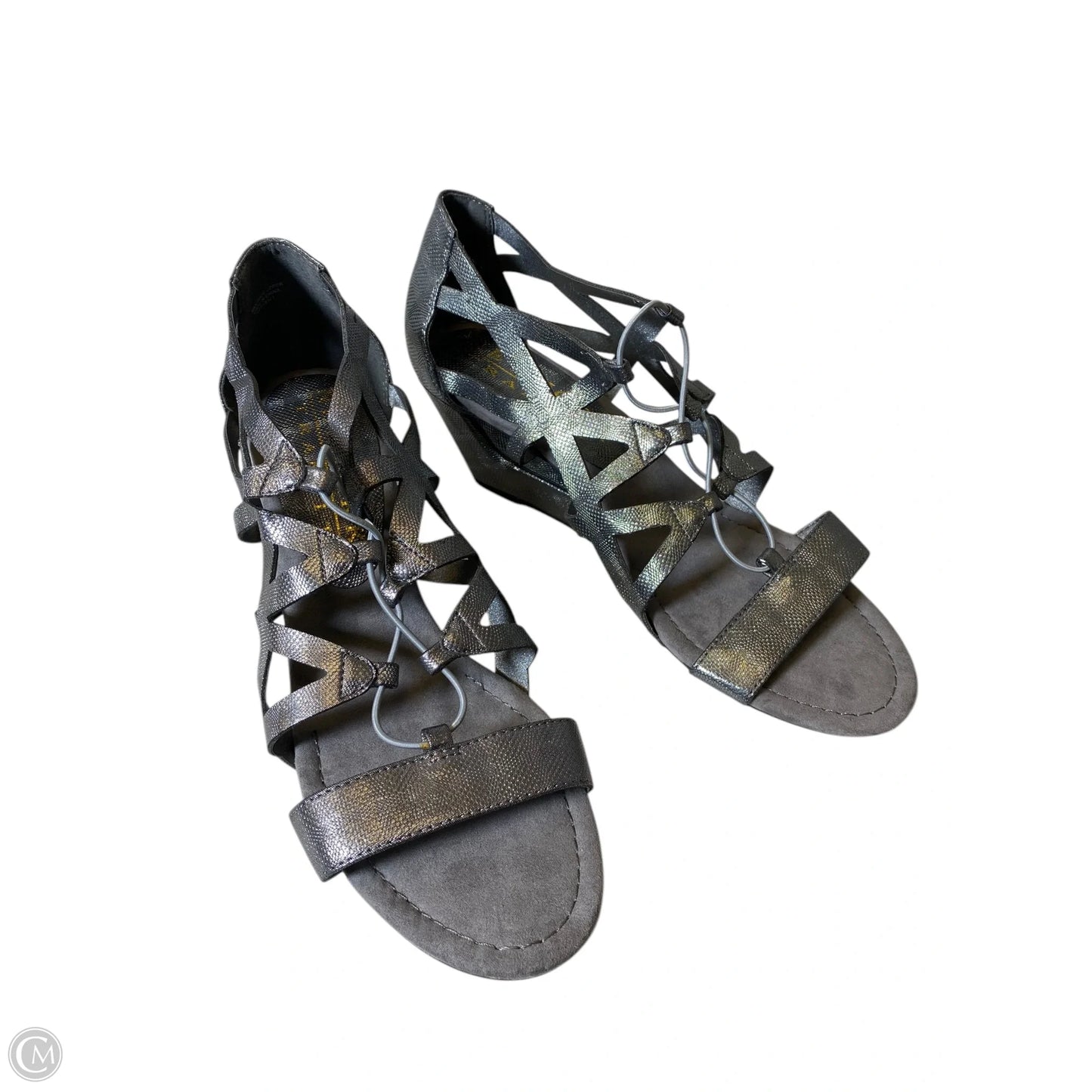 Shoes Heels Wedge By Clothes Mentor In Grey, Size: 11