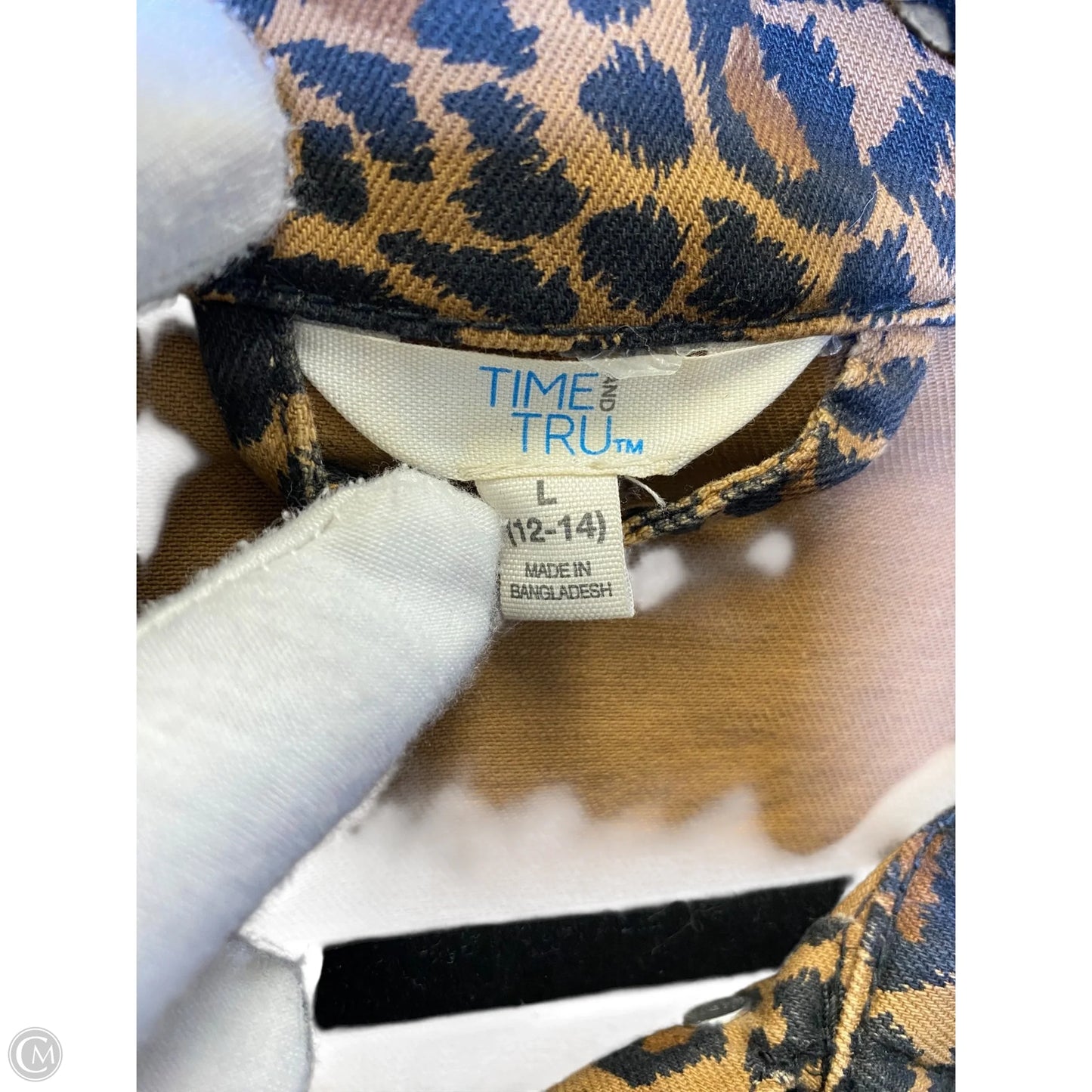 Jacket Denim By Time And Tru In Animal Print, Size: L