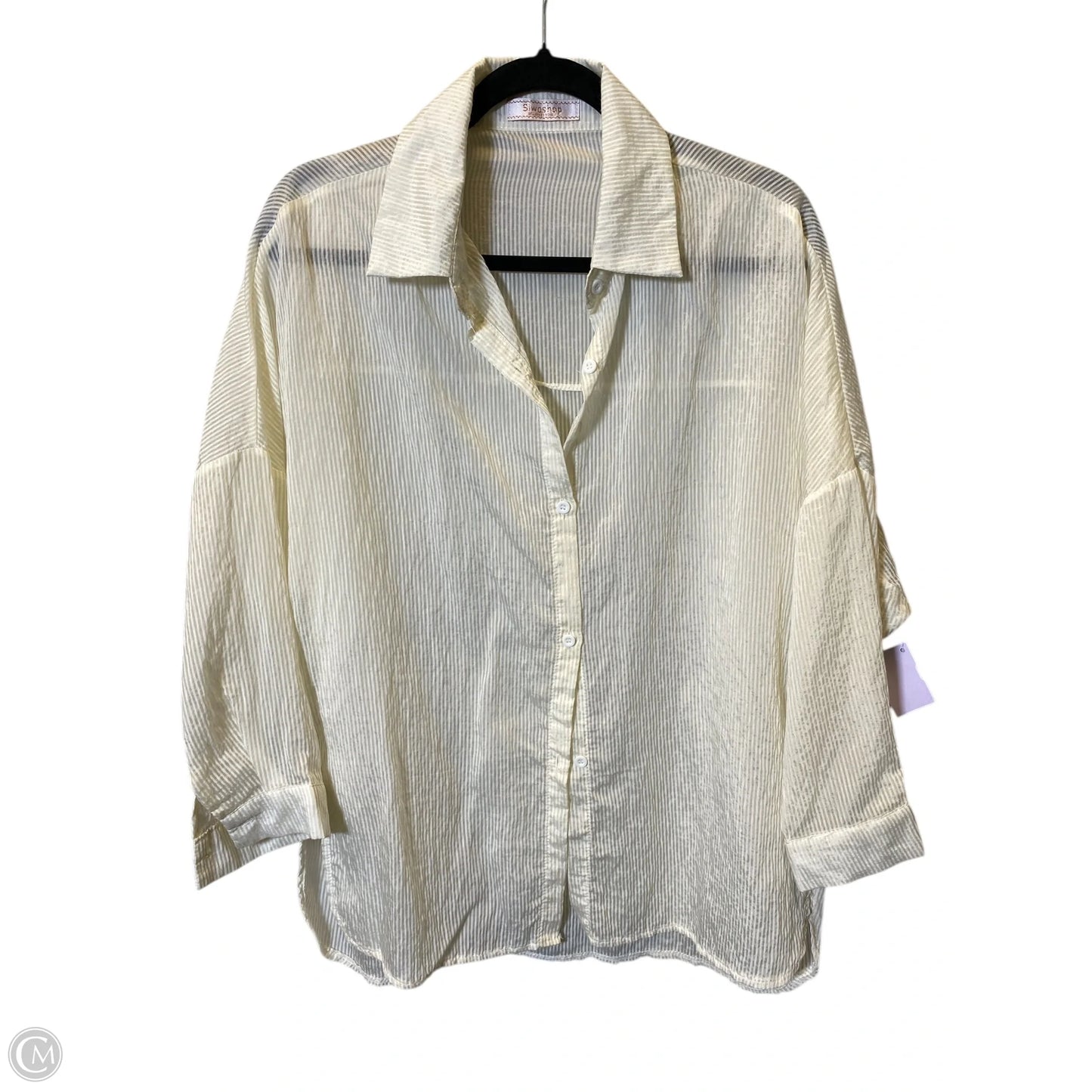 Blouse Short Sleeve By Clothes Mentor In Cream, Size: L