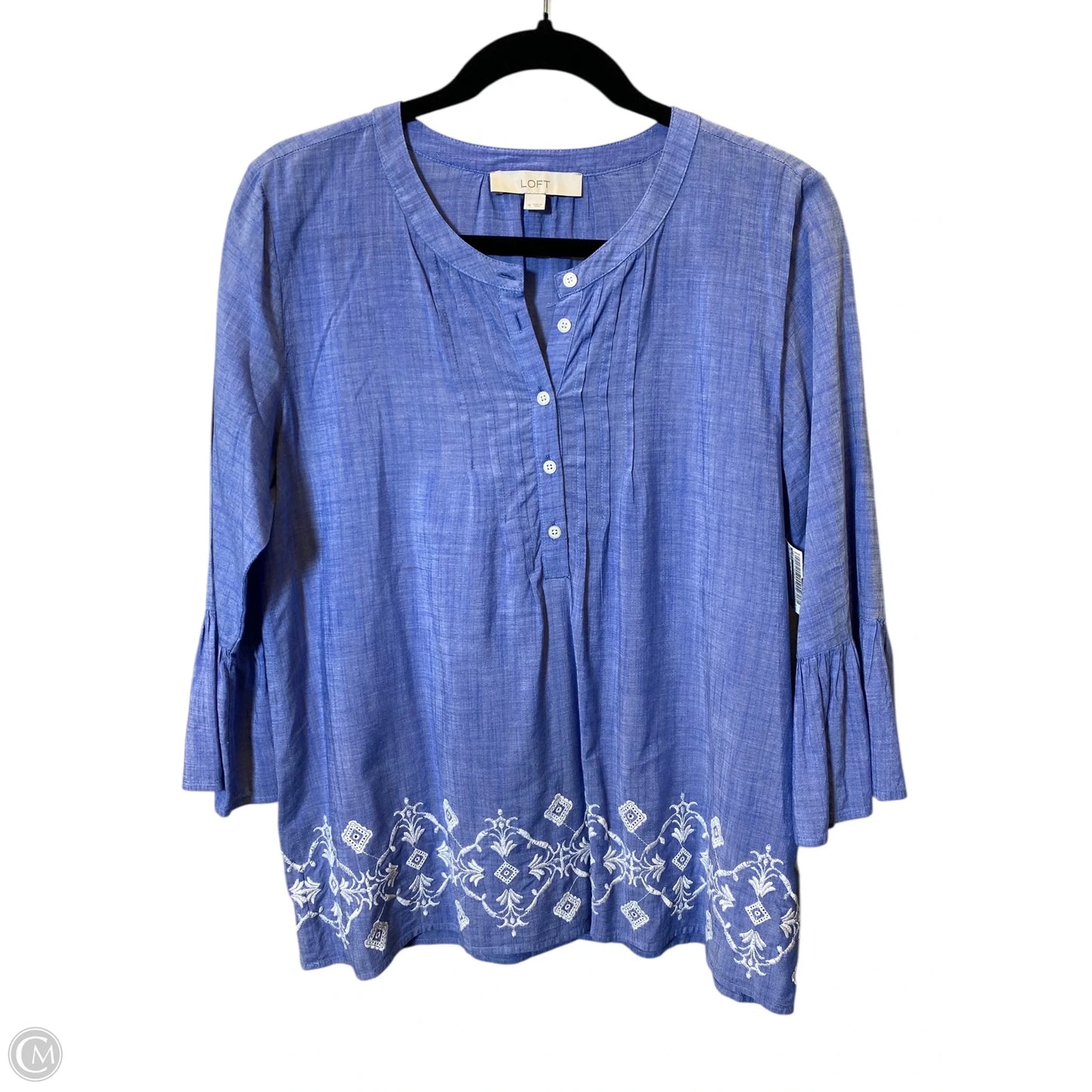 Blouse 3/4 Sleeve By Loft In Blue, Size: M
