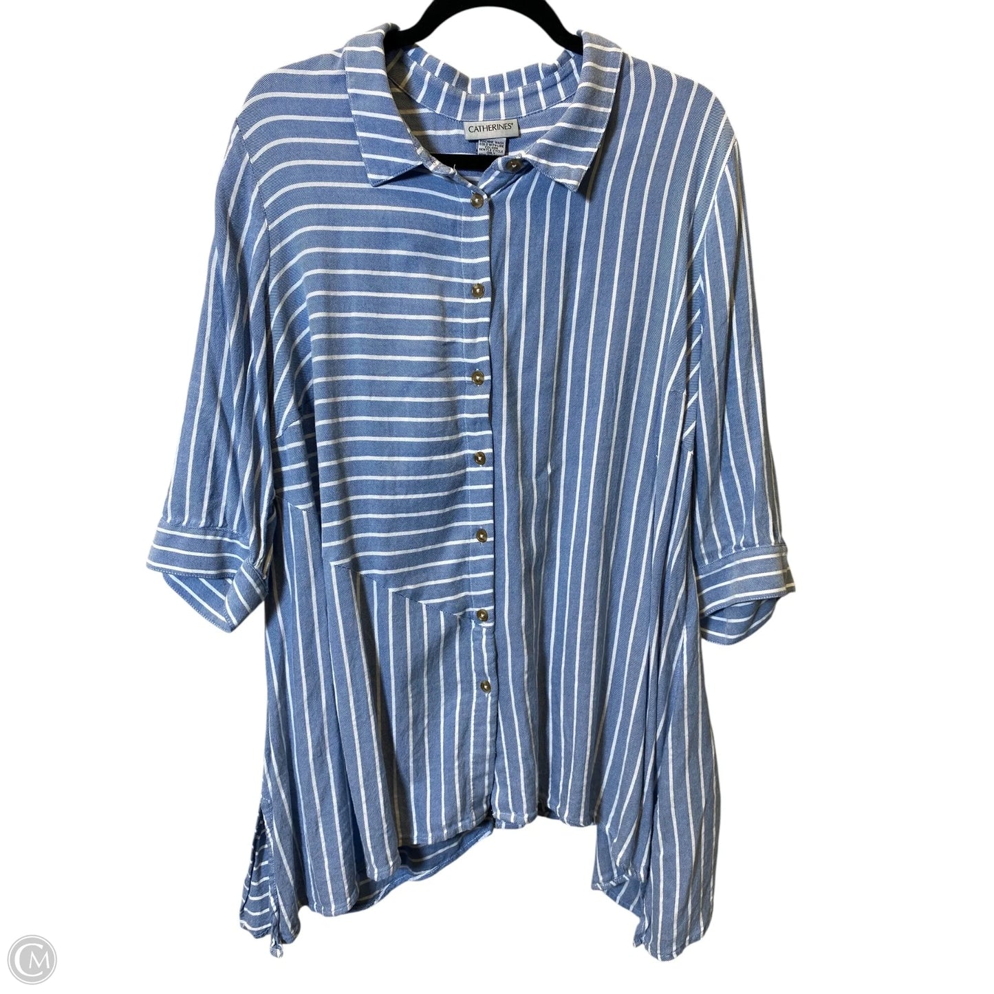 Blouse Short Sleeve By Catherines In Striped Pattern, Size: 1x