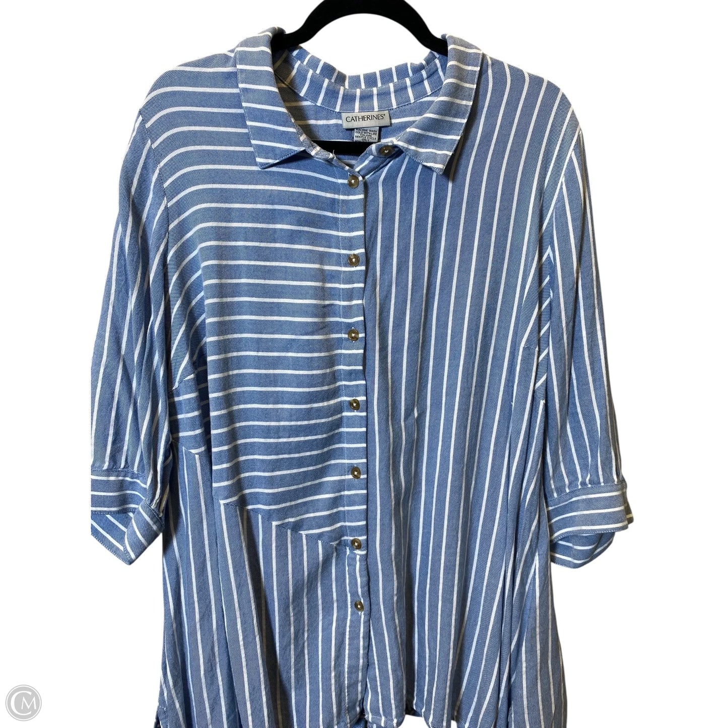 Blouse Short Sleeve By Catherines In Striped Pattern, Size: 1x
