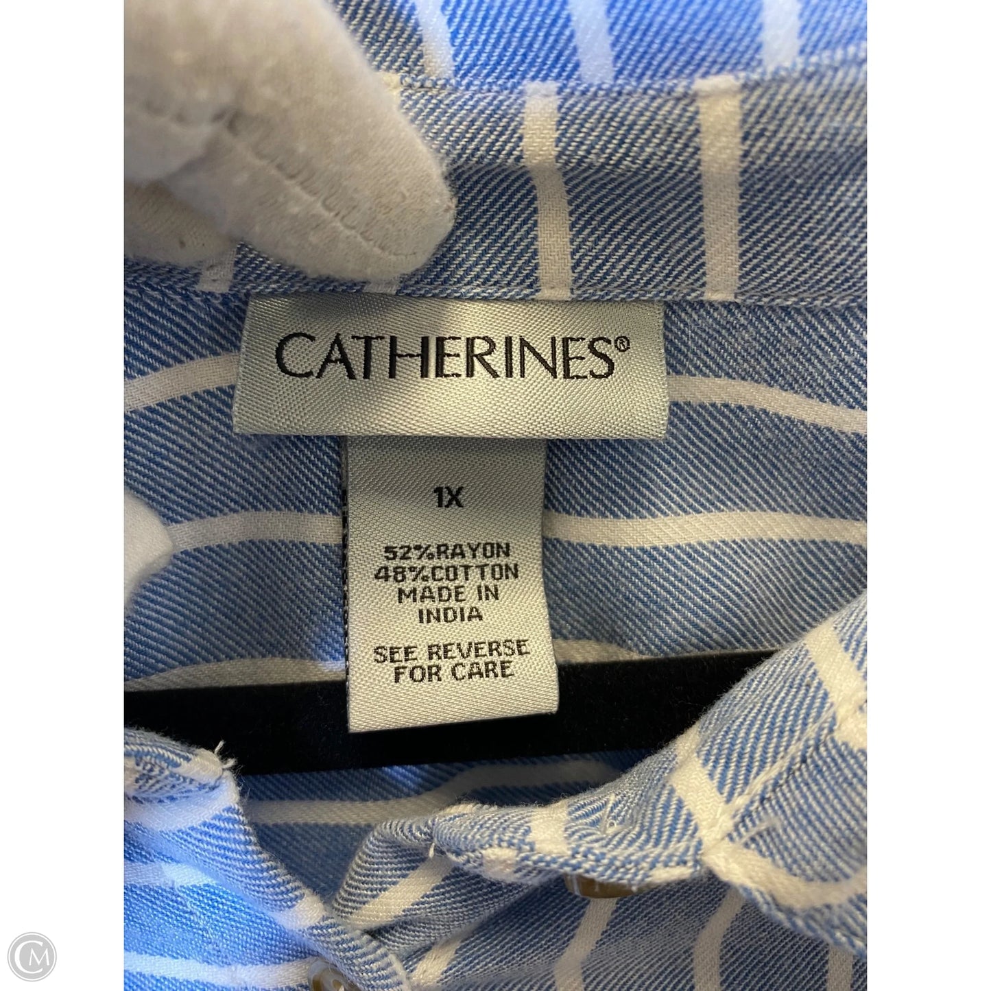Blouse Short Sleeve By Catherines In Striped Pattern, Size: 1x