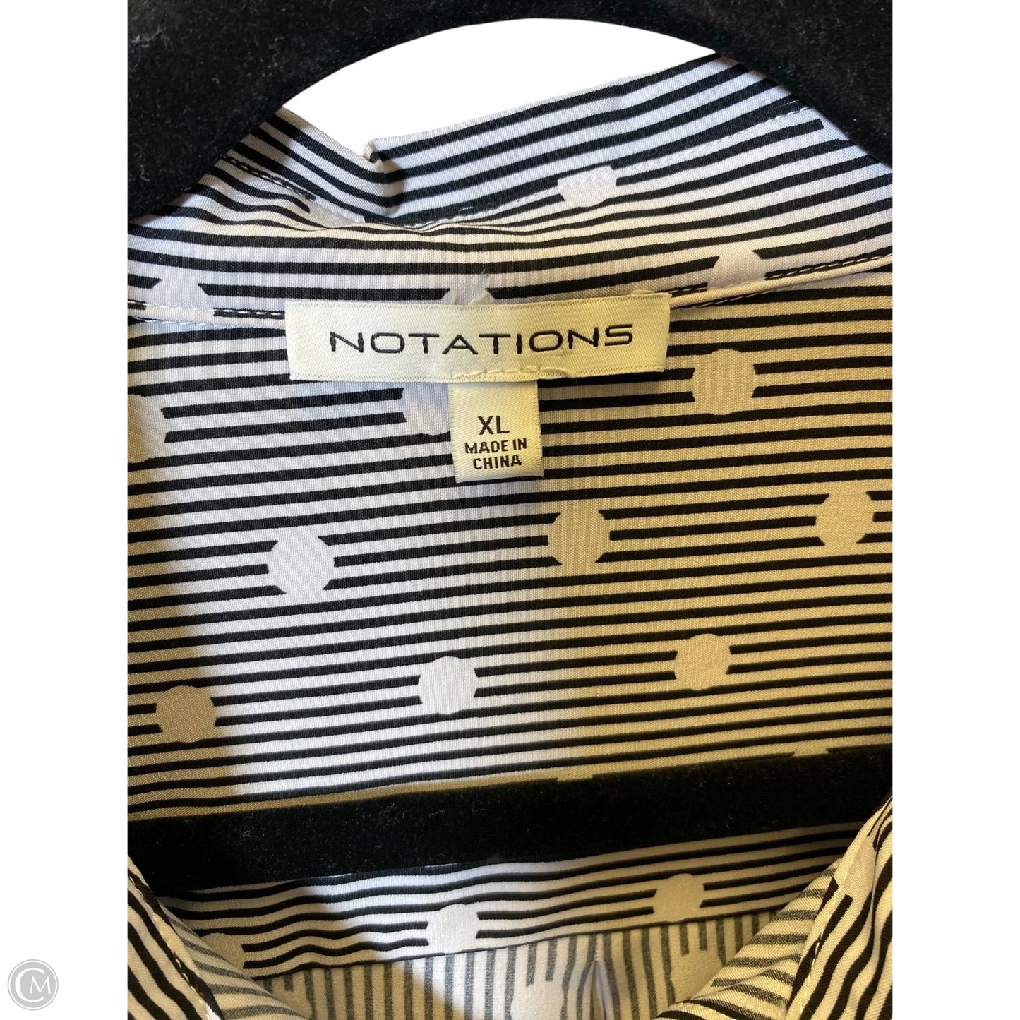 Top Long Sleeve By Notations In Black & White, Size: Xl