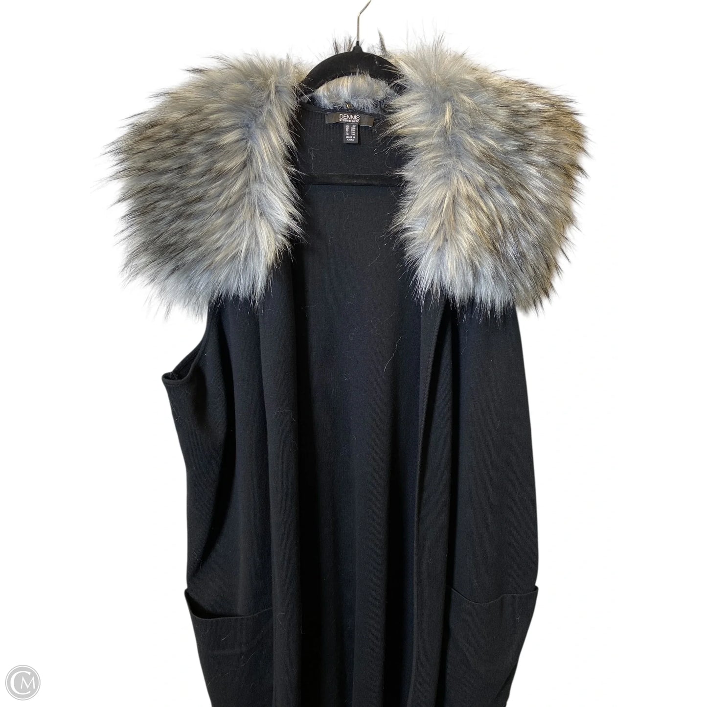 Vest Faux Fur & Sherpa By Dennis Basso Qvc In Black, Size: 2x