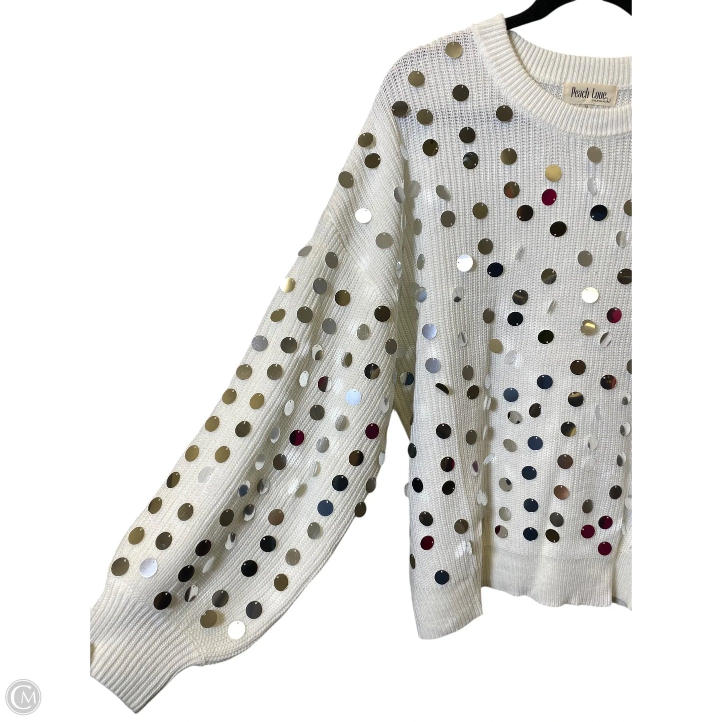 Sweater By Peach Love Cream California In White, Size: M