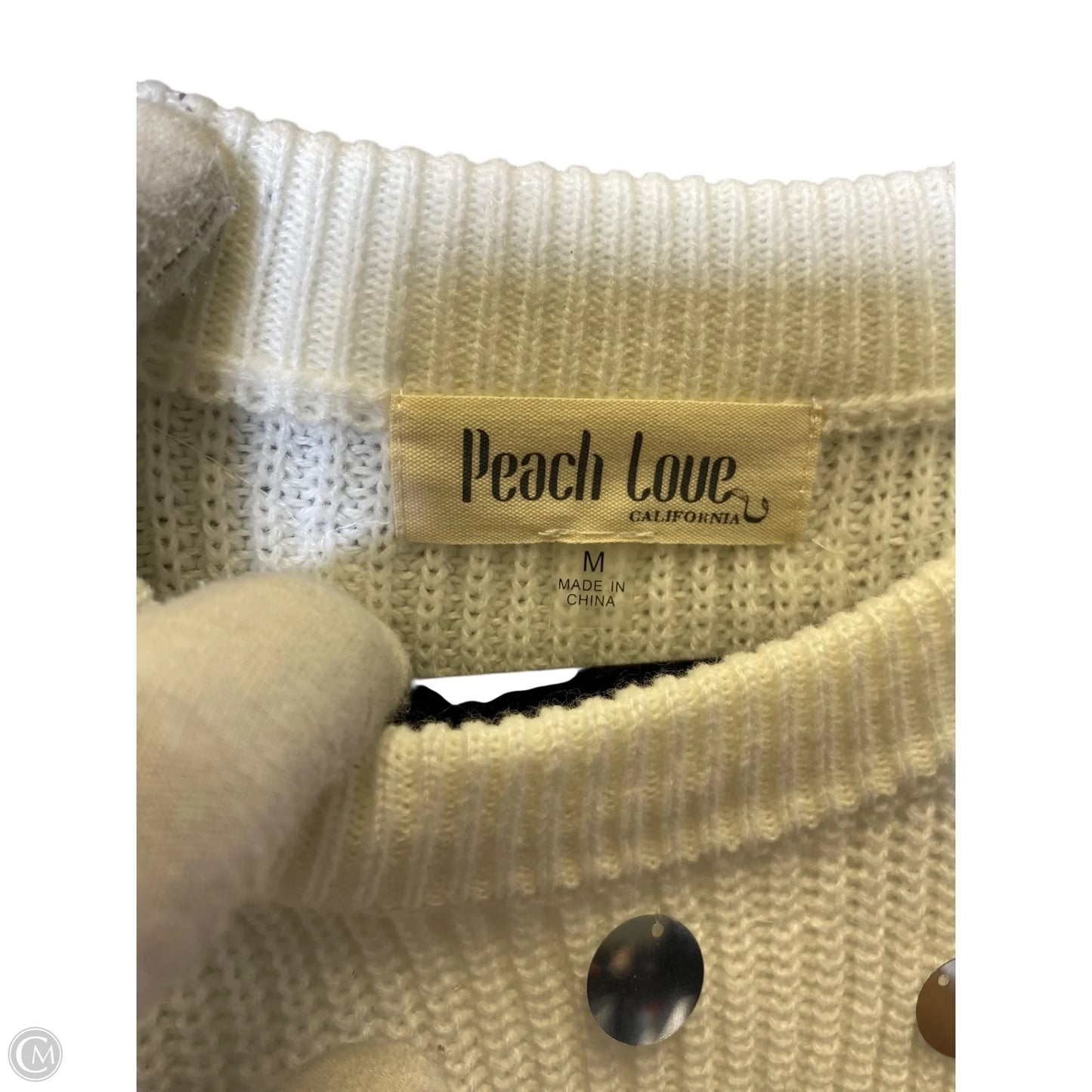Sweater By Peach Love Cream California In White, Size: M