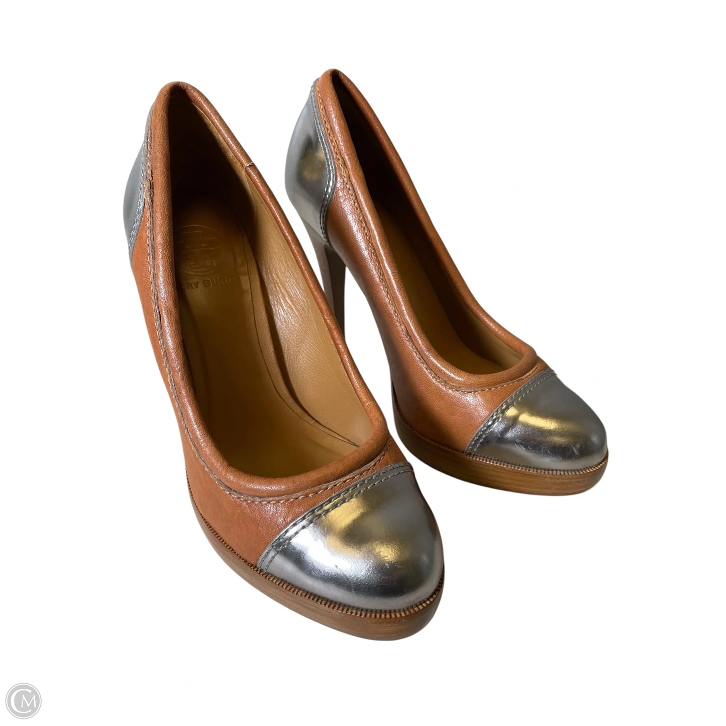 Shoes Designer By Tory Burch In Brown & Silver, Size: 8