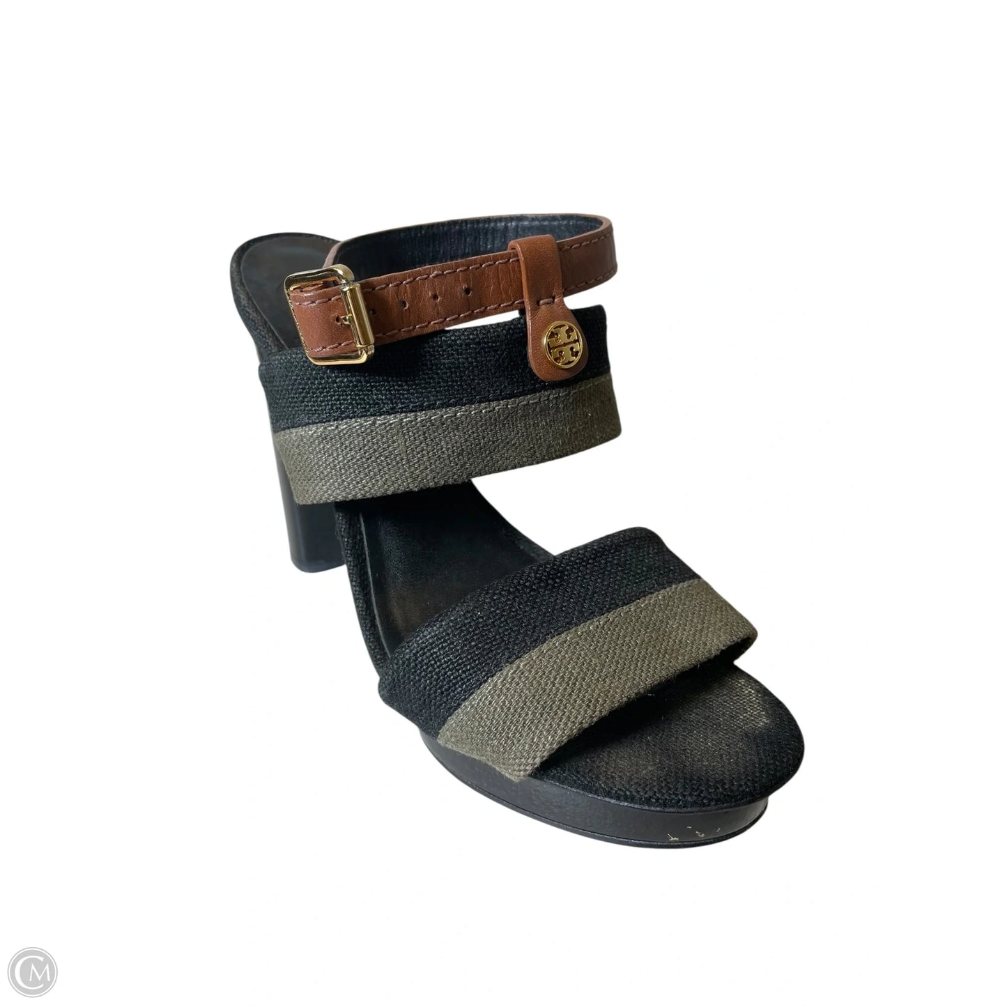 Sandals Designer By Tory Burch In Black & Green, Size: 8