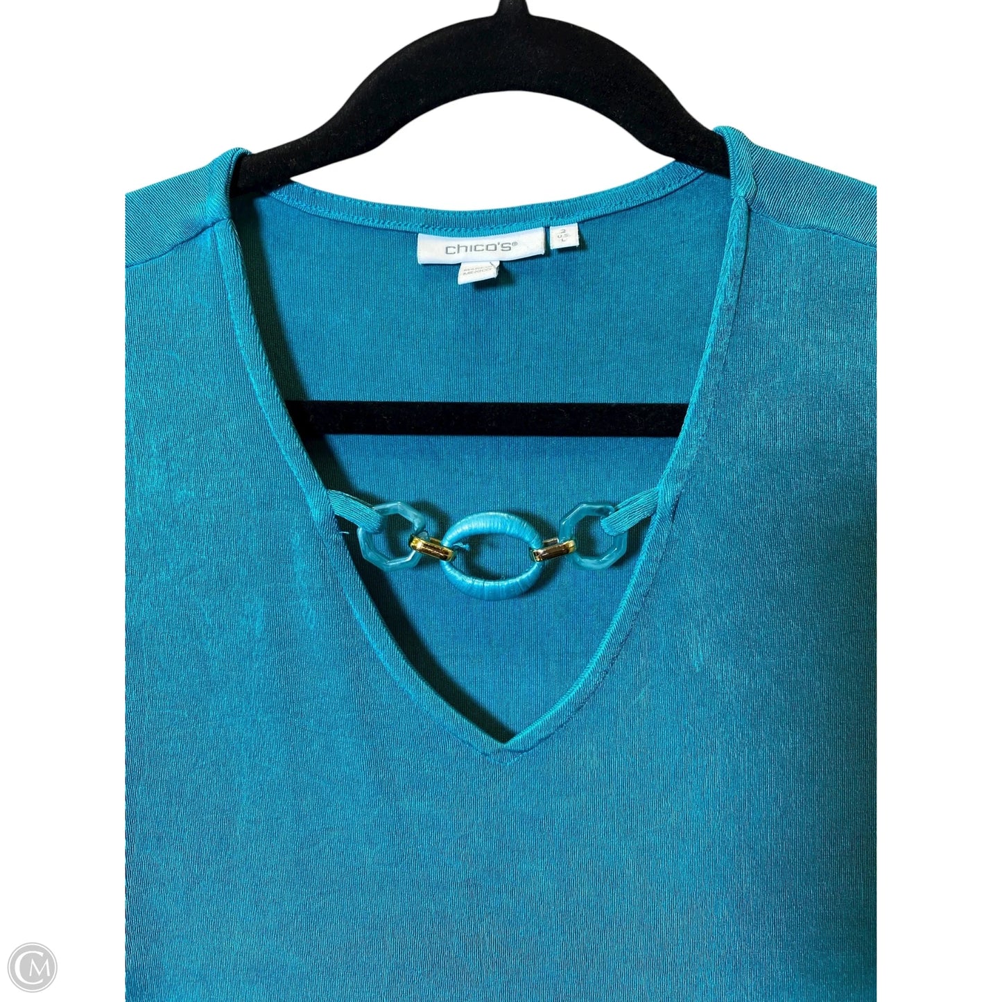 Top Short Sleeve By Chicos In Teal, Size: L