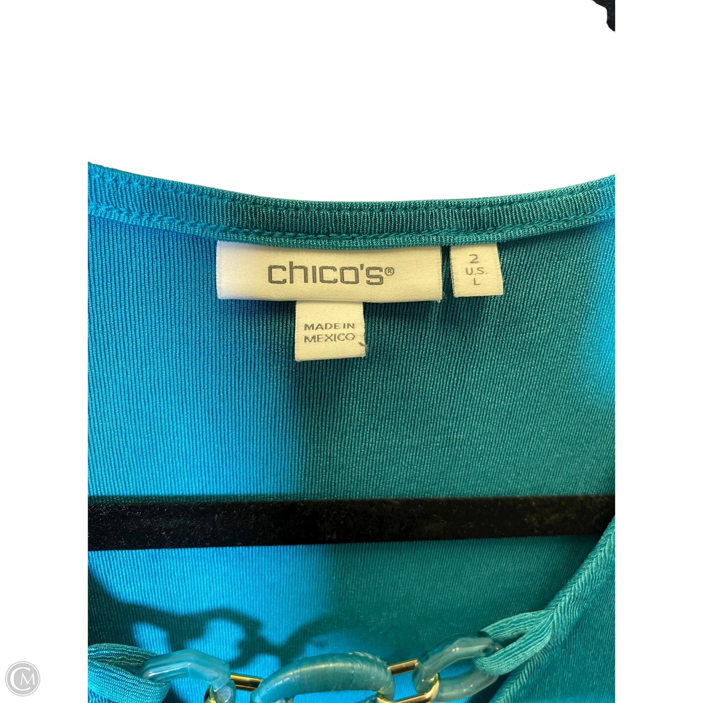 Top Short Sleeve By Chicos In Teal, Size: L