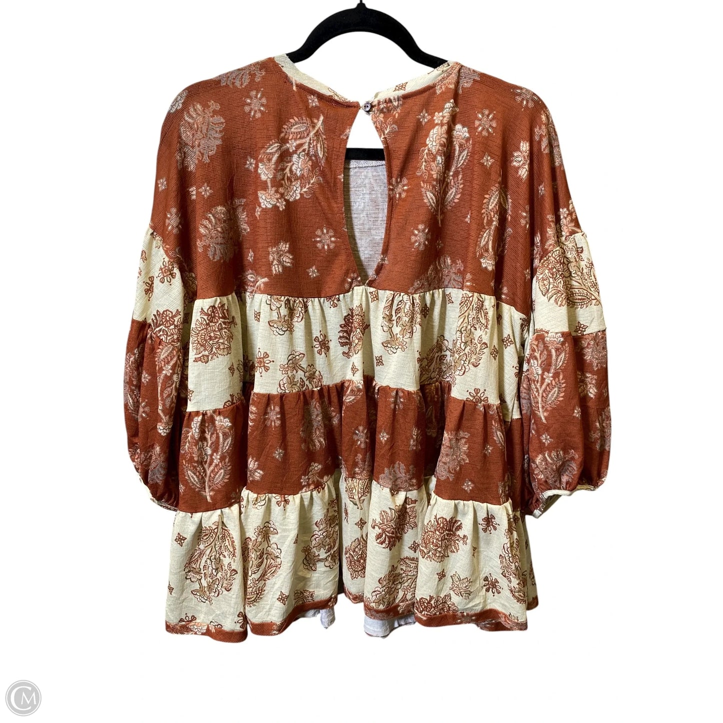 Top 3/4 Sleeve By Oli & Hali In Orange & Tan, Size: M
