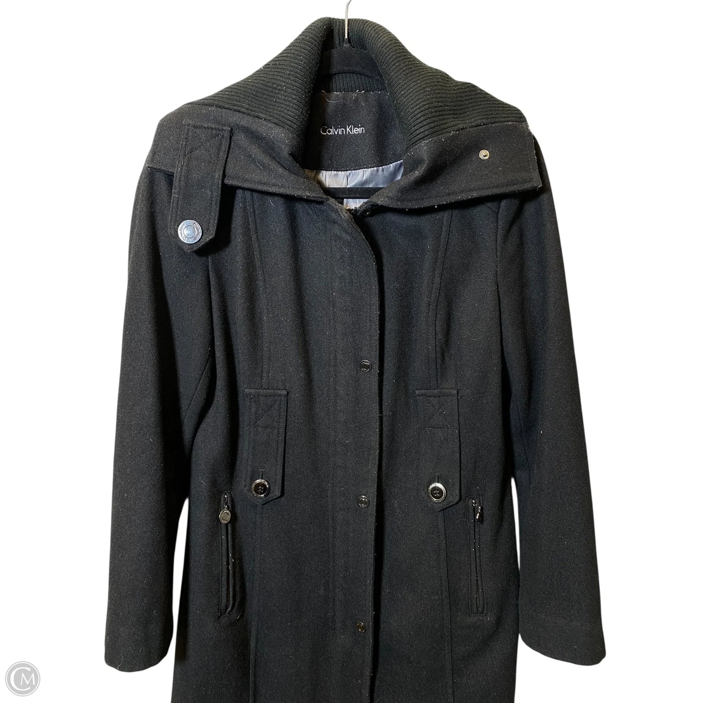 Coat Parka By Calvin Klein In Black, Size: S