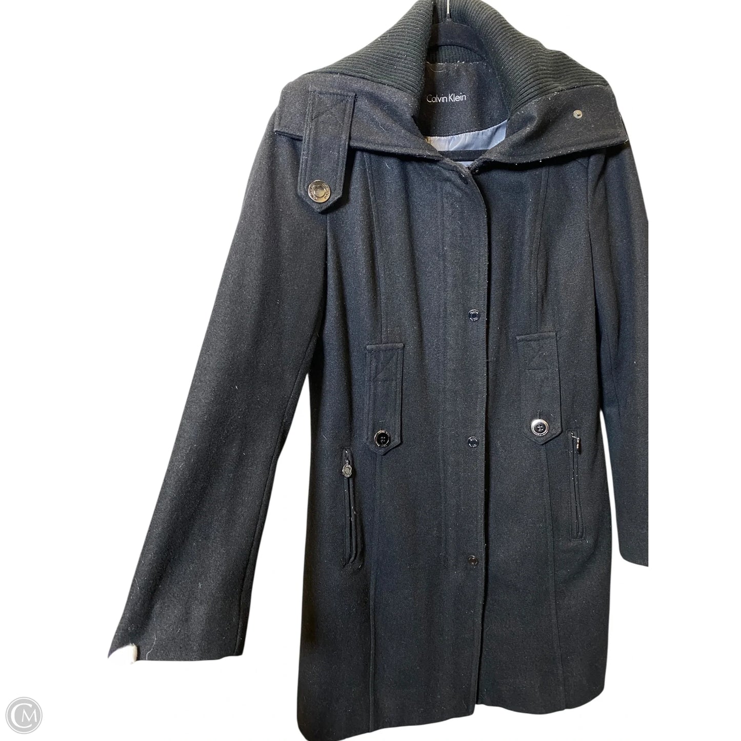 Coat Parka By Calvin Klein In Black, Size: S