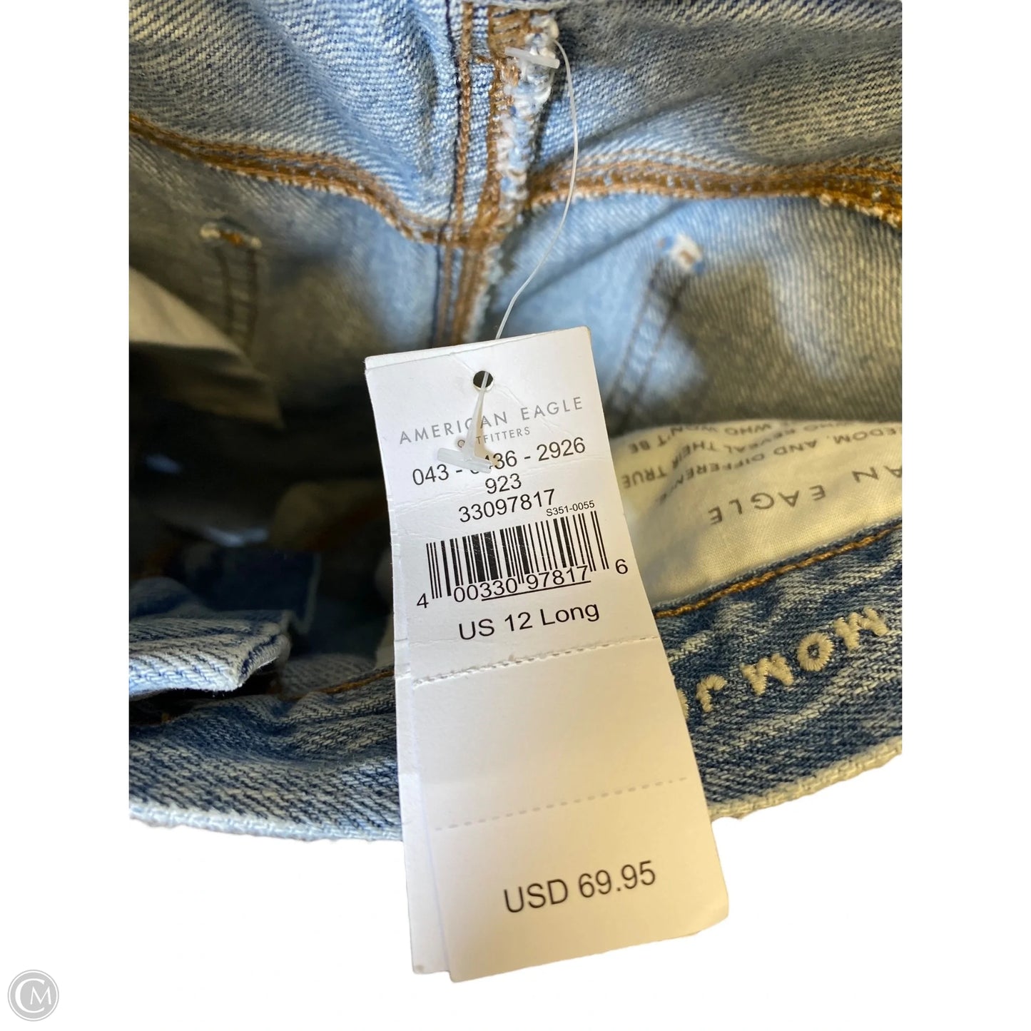 Jeans Straight By American Eagle In Blue Denim, Size: 12