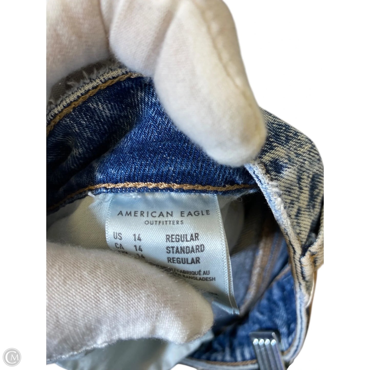 Jeans Straight By American Eagle In Blue Denim, Size: 14