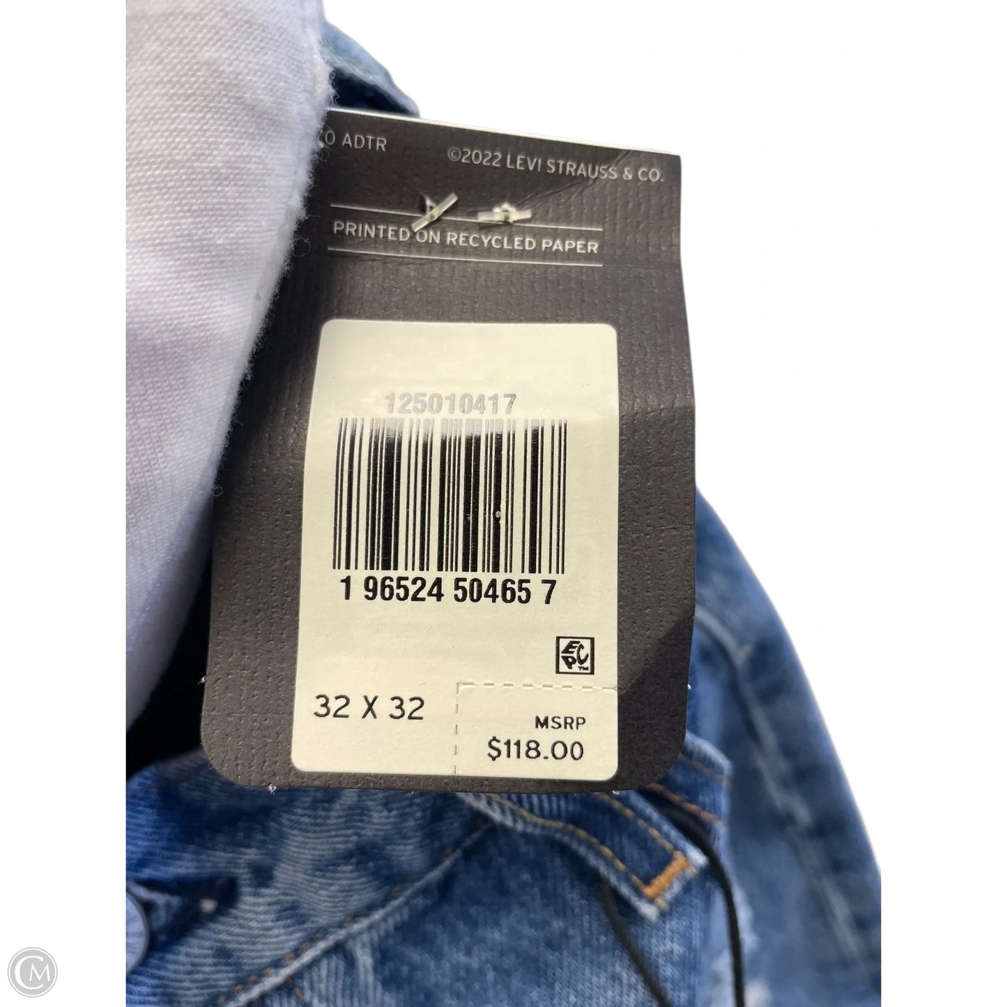 Jeans Straight By Levis In Blue Denim, Size: 14