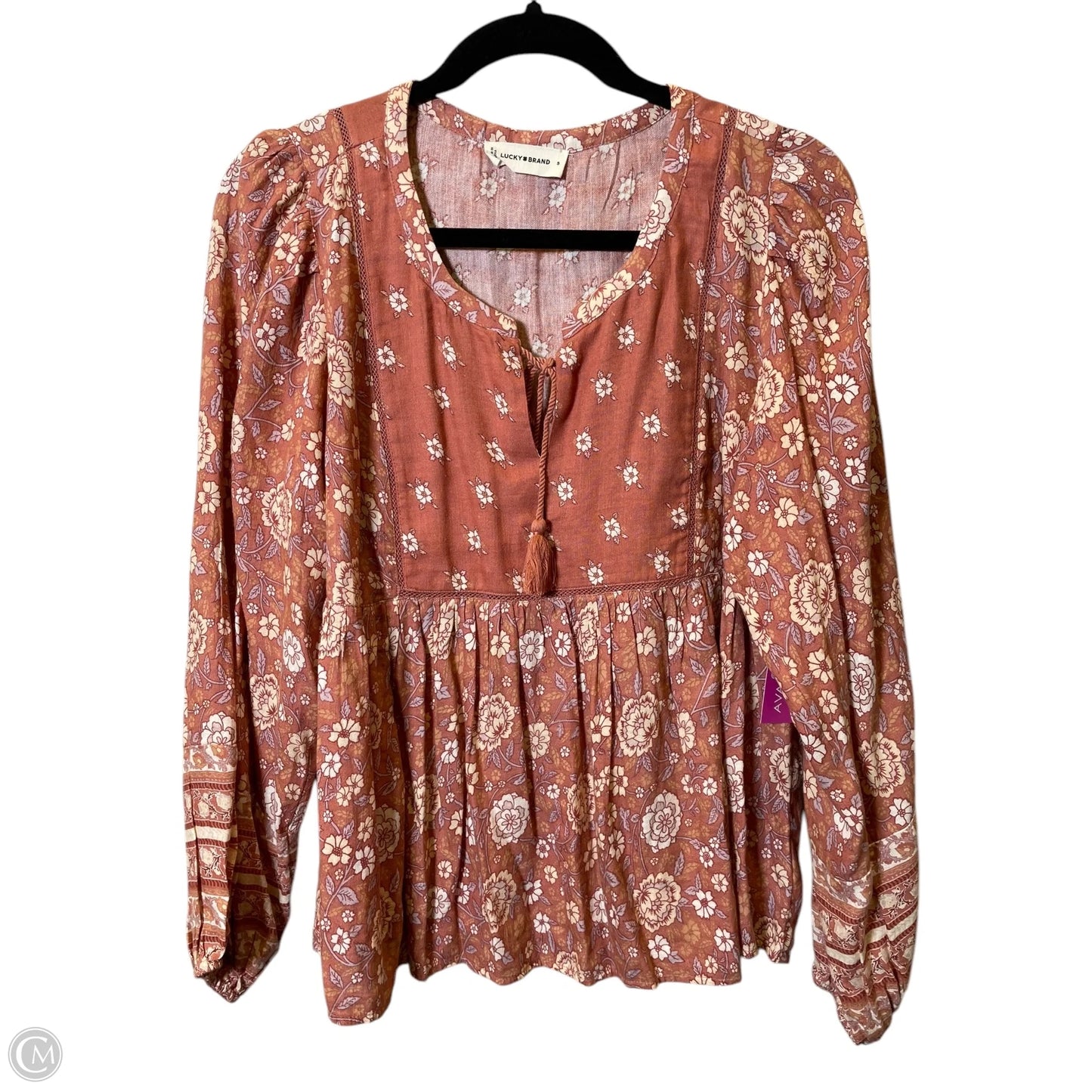 Top Long Sleeve By Lucky Brand In Orange & Tan, Size: S