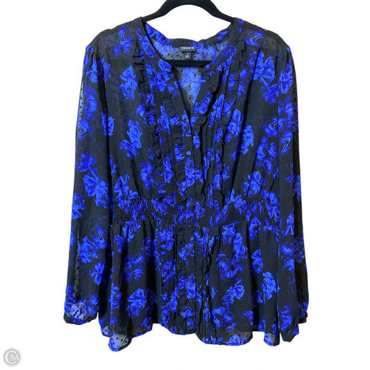 Blouse Long Sleeve By Torrid In Black & Blue, Size: 3x
