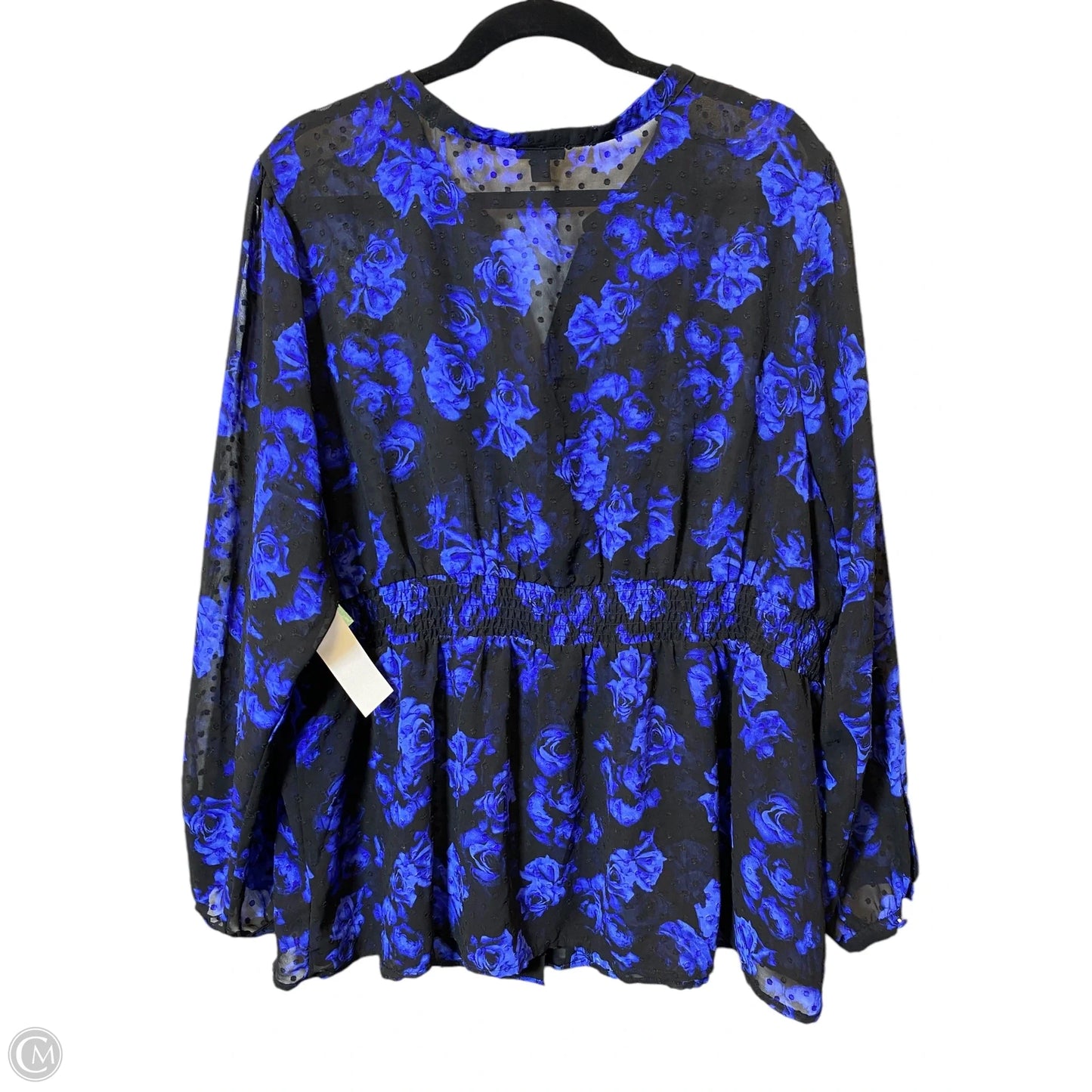 Blouse Long Sleeve By Torrid In Black & Blue, Size: 3x