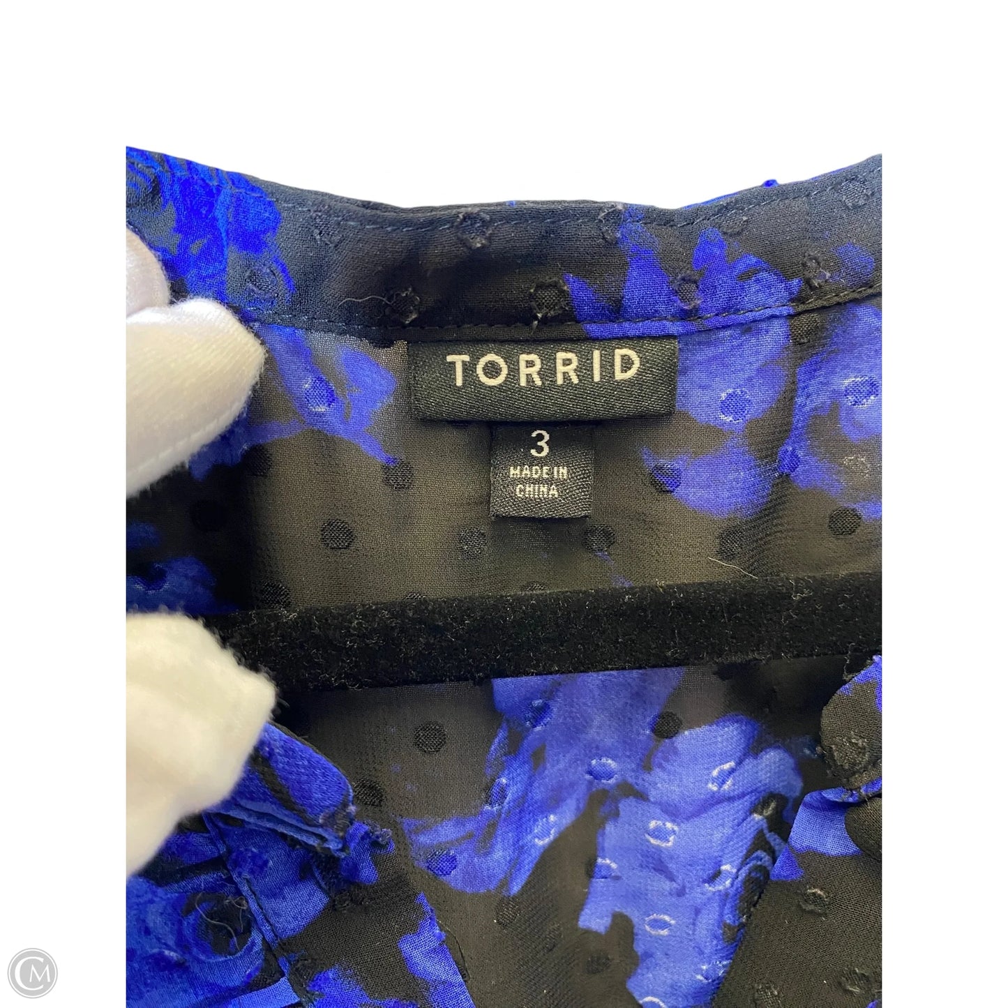Blouse Long Sleeve By Torrid In Black & Blue, Size: 3x