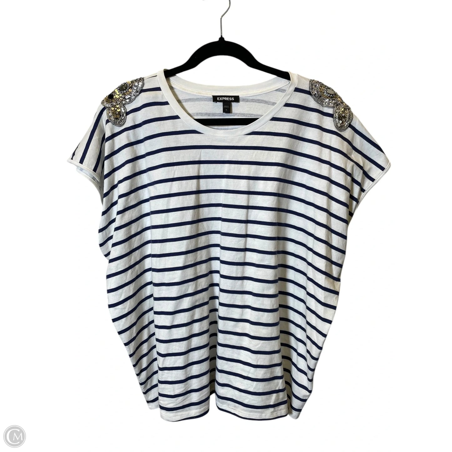Top Short Sleeve By Express In Striped Pattern, Size: Xl