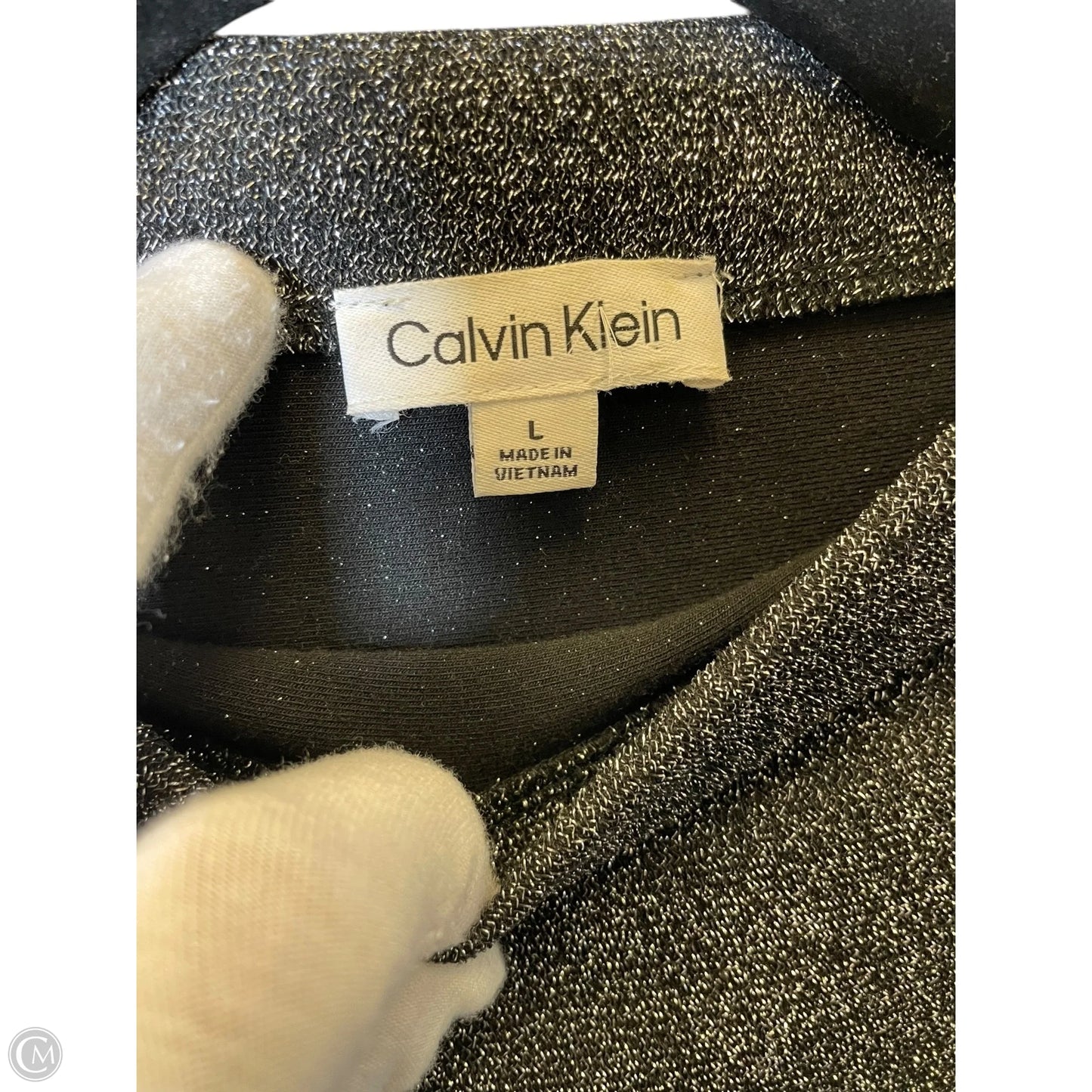 Top Short Sleeve By Calvin Klein In Silver, Size: L