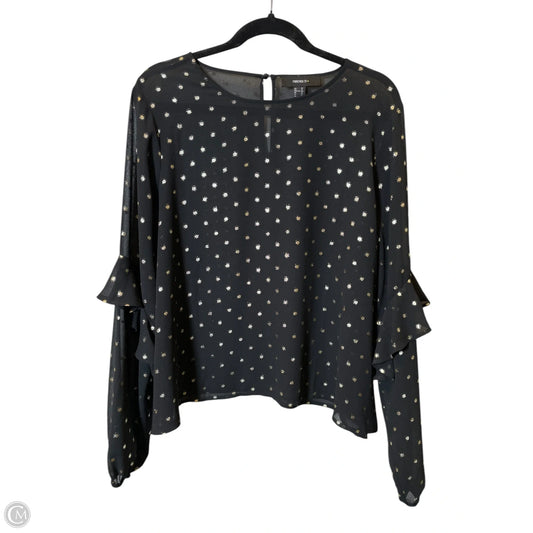 Top Long Sleeve By Forever 21 In Black & Gold, Size: 1x