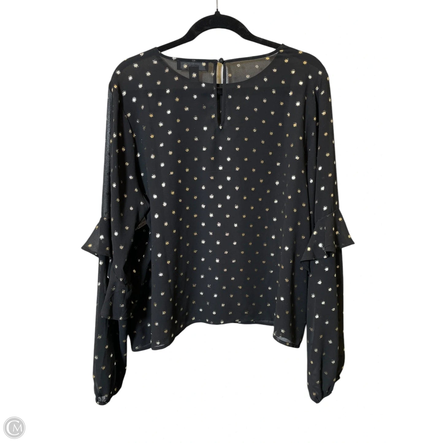 Top Long Sleeve By Forever 21 In Black & Gold, Size: 1x