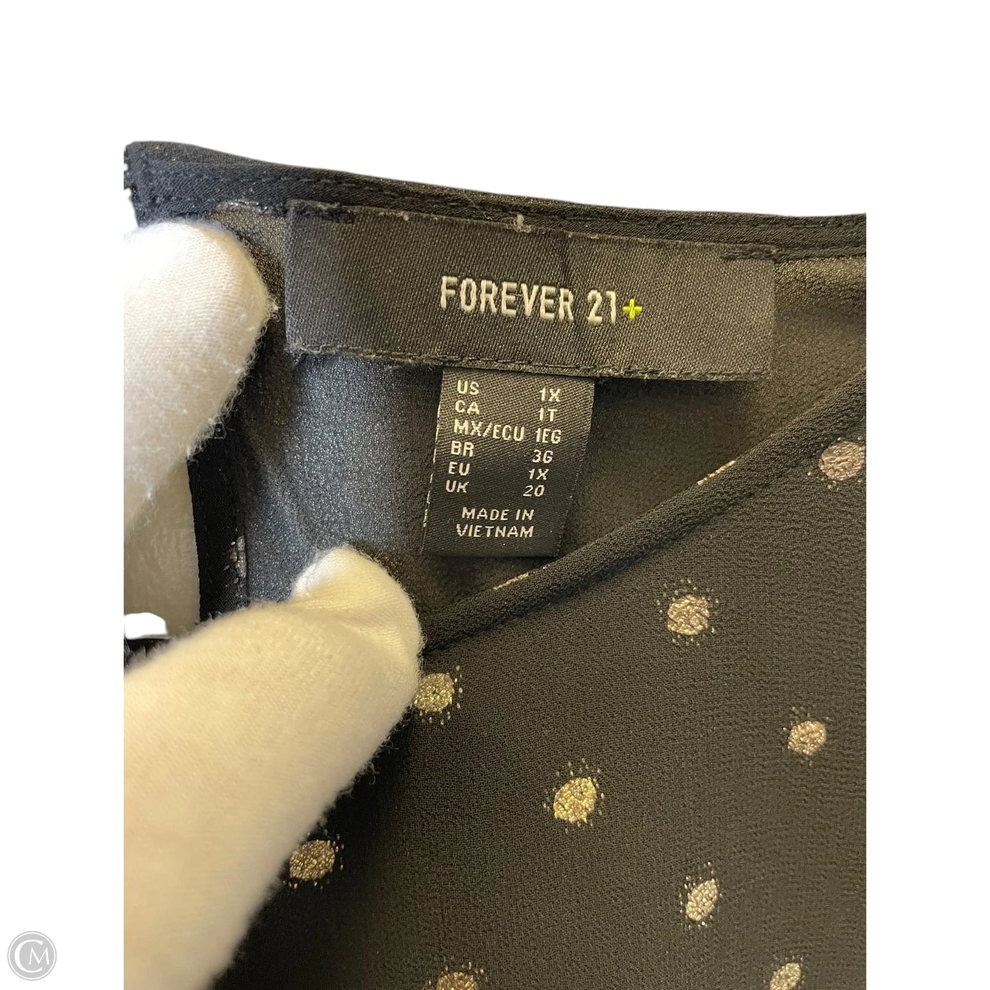 Top Long Sleeve By Forever 21 In Black & Gold, Size: 1x