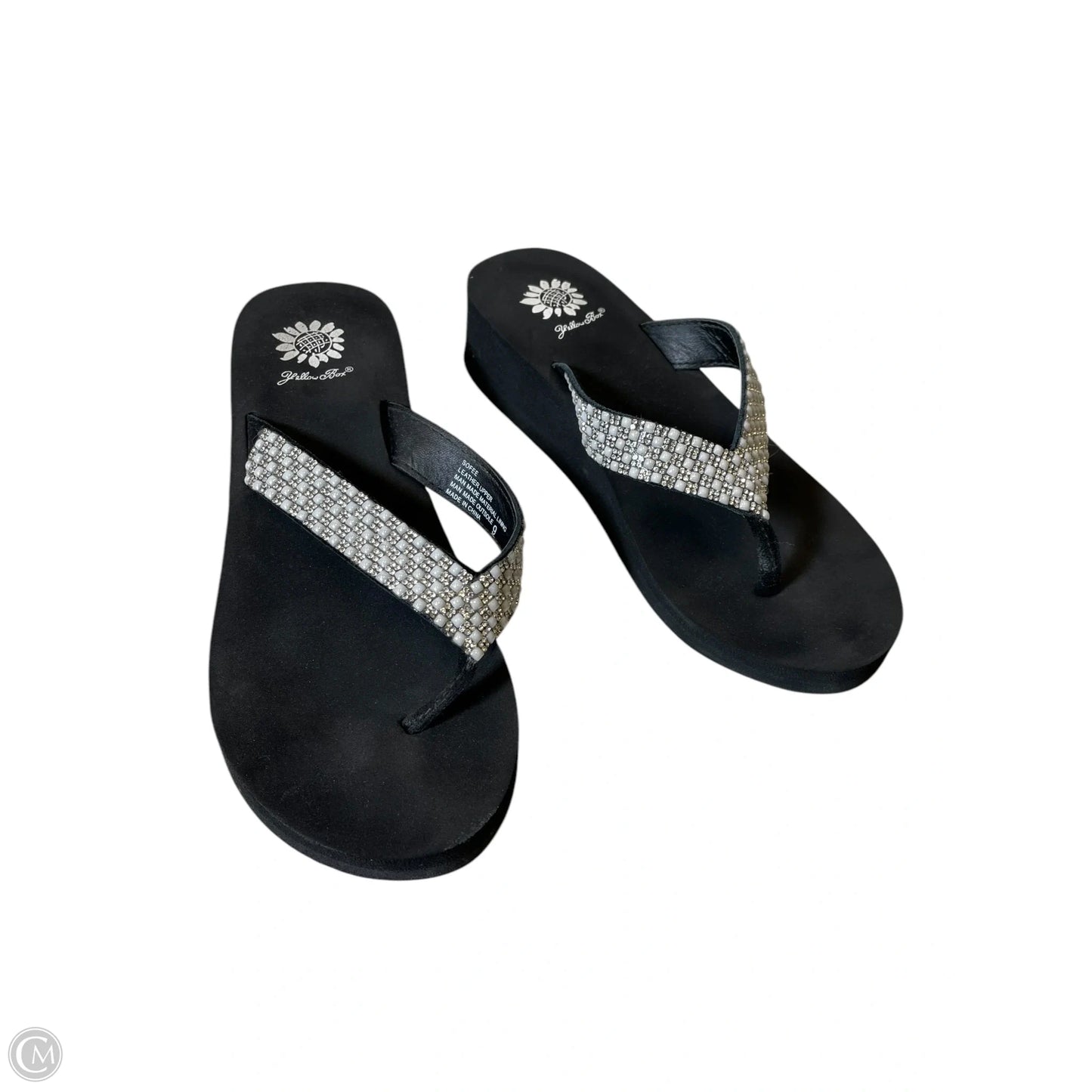 Sandals Flip Flops By Yellow Box In Black & White, Size: 9
