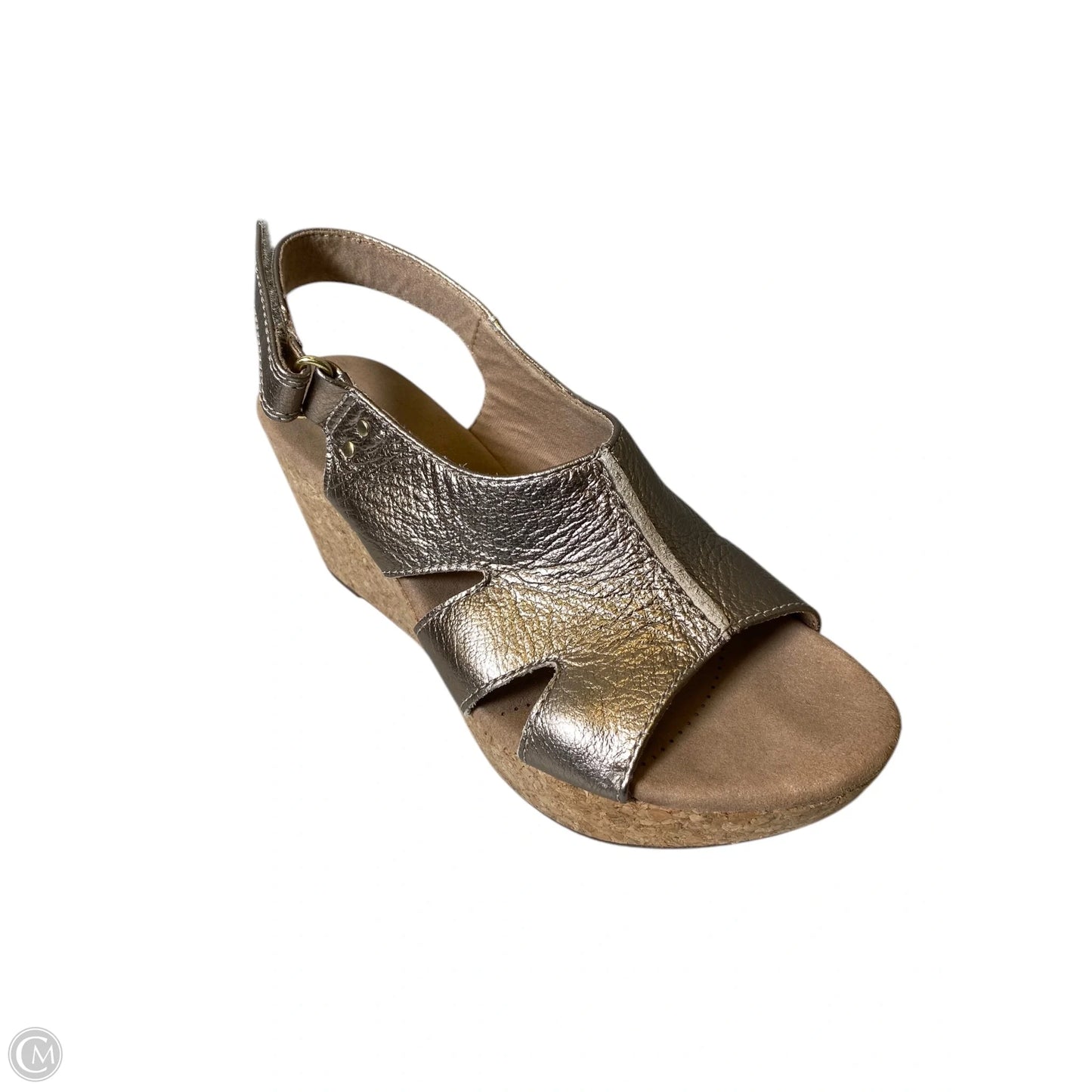 Sandals Heels Wedge By Clarks In Gold, Size: 7.5
