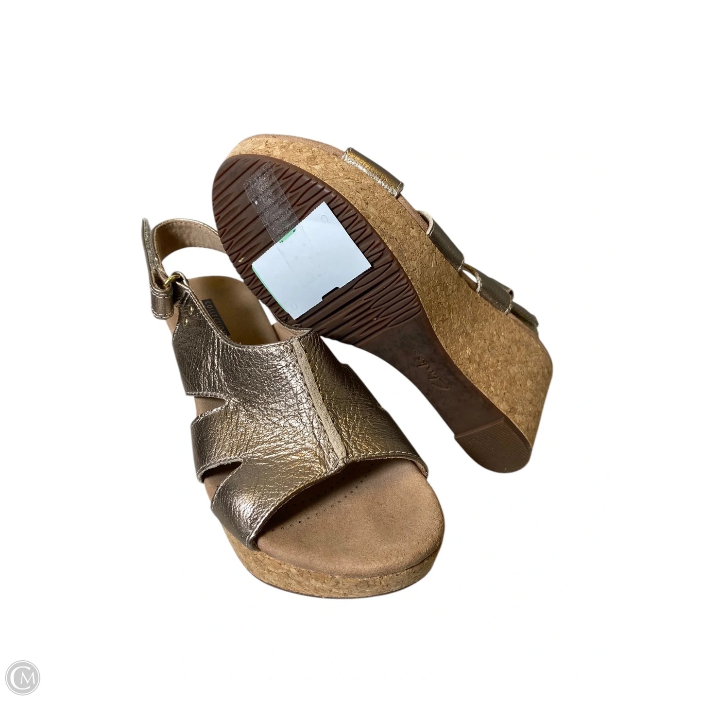 Sandals Heels Wedge By Clarks In Gold, Size: 7.5