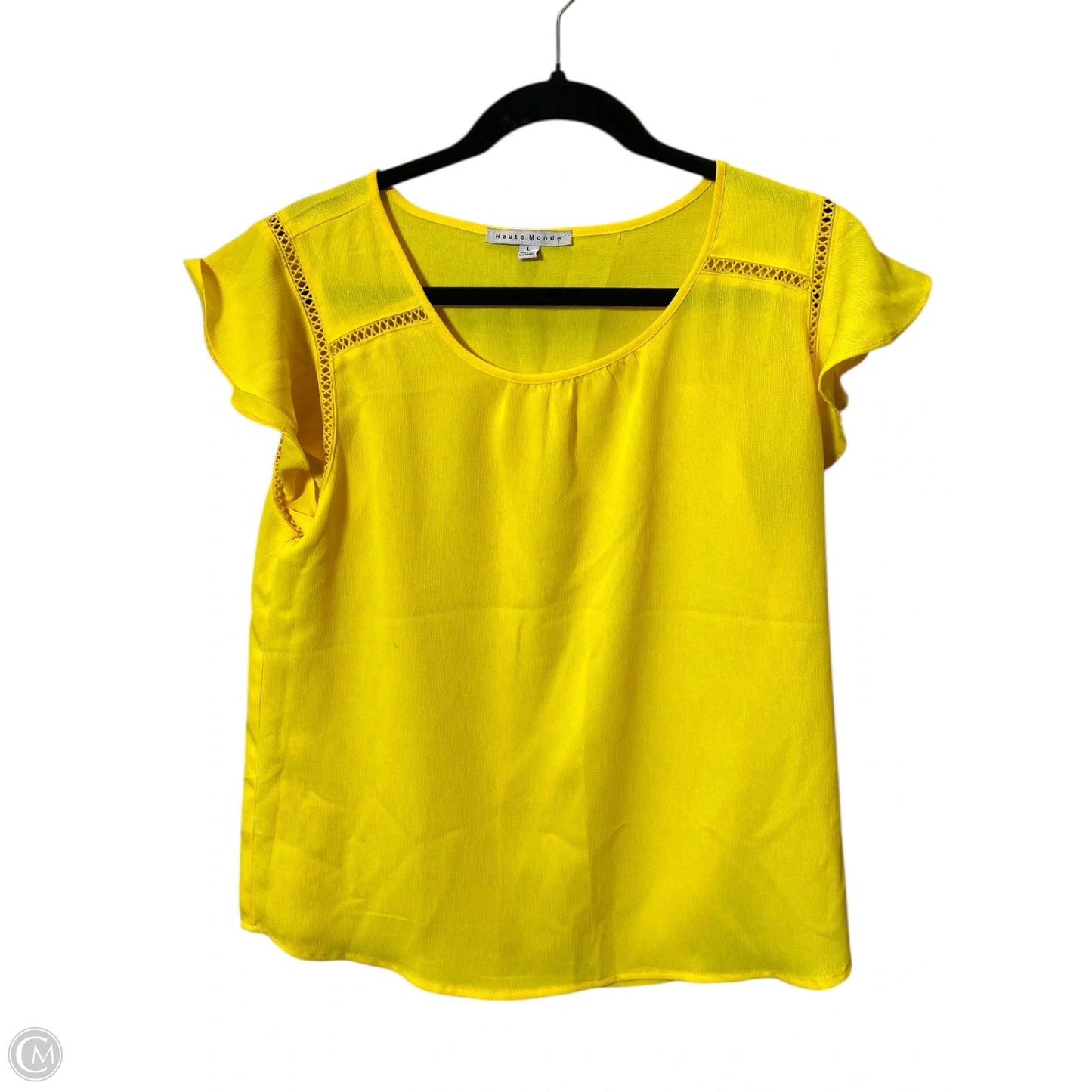 Top Short Sleeve By Haute Monde In Yellow, Size: L