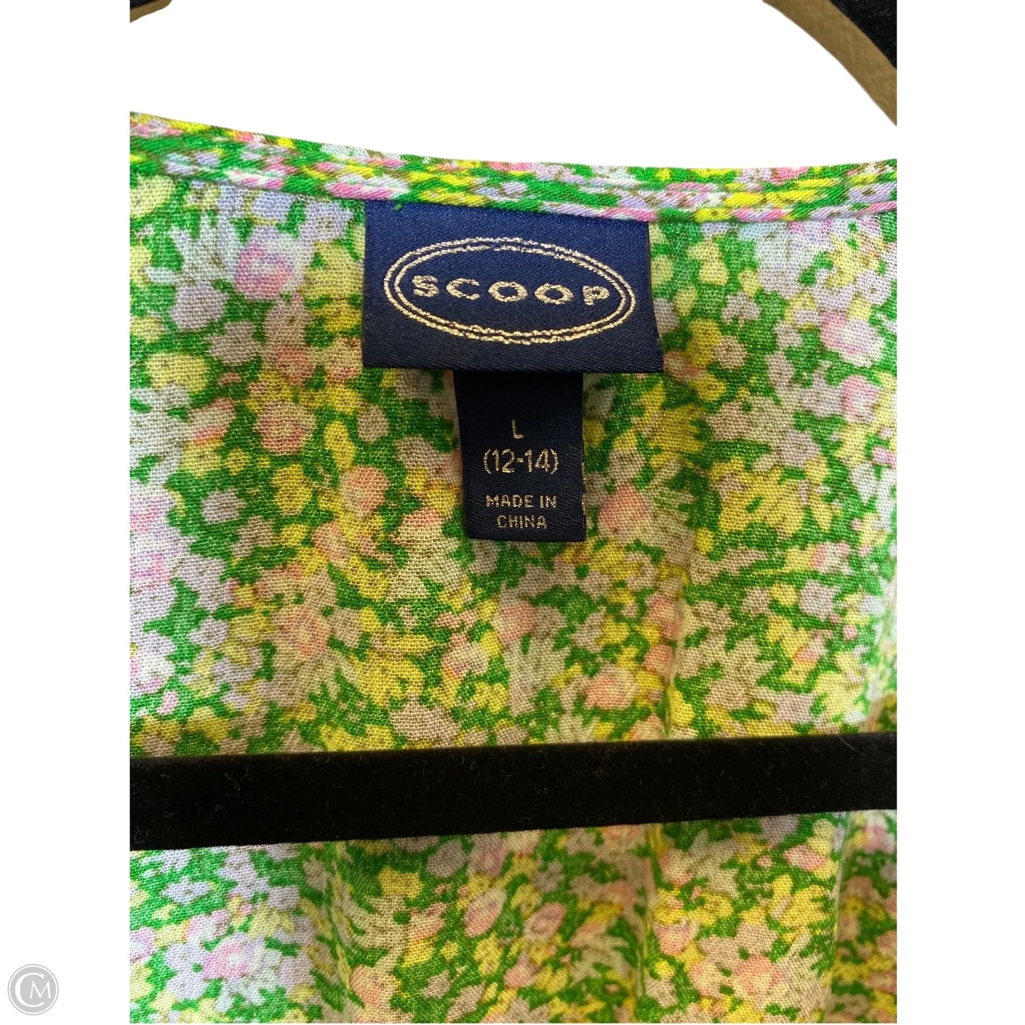 Top Long Sleeve By Scoop In Green, Size: L