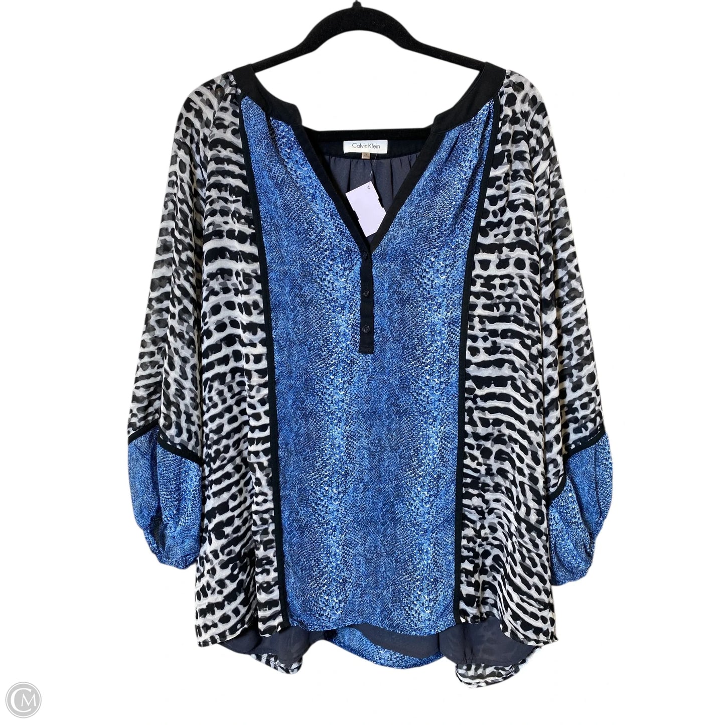 Top 3/4 Sleeve By Calvin Klein In Multi-colored, Size: 2x