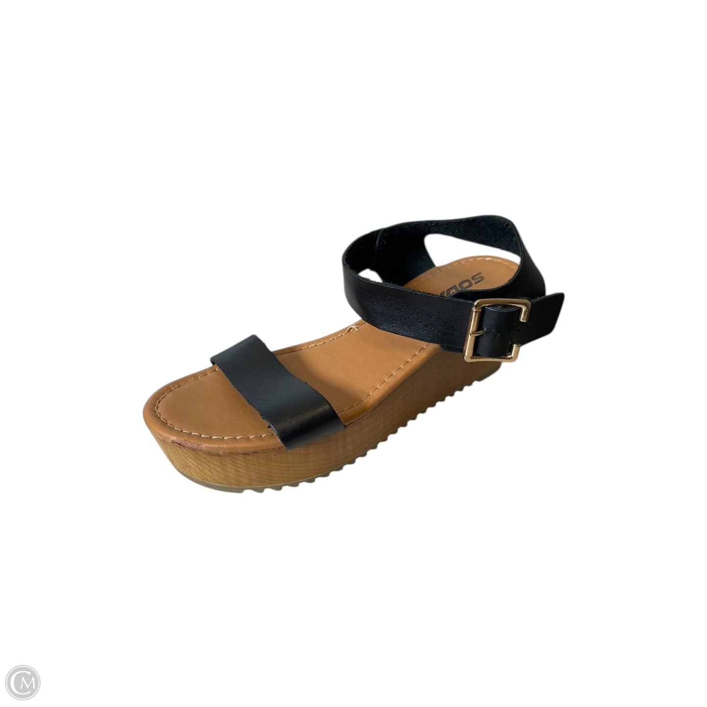 Sandals Heels Wedge By Soda In Black, Size: 8.5