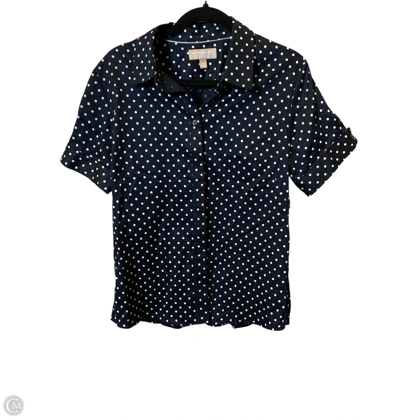 Blouse Short Sleeve By Banana Republic In Polkadot Pattern, Size: 14