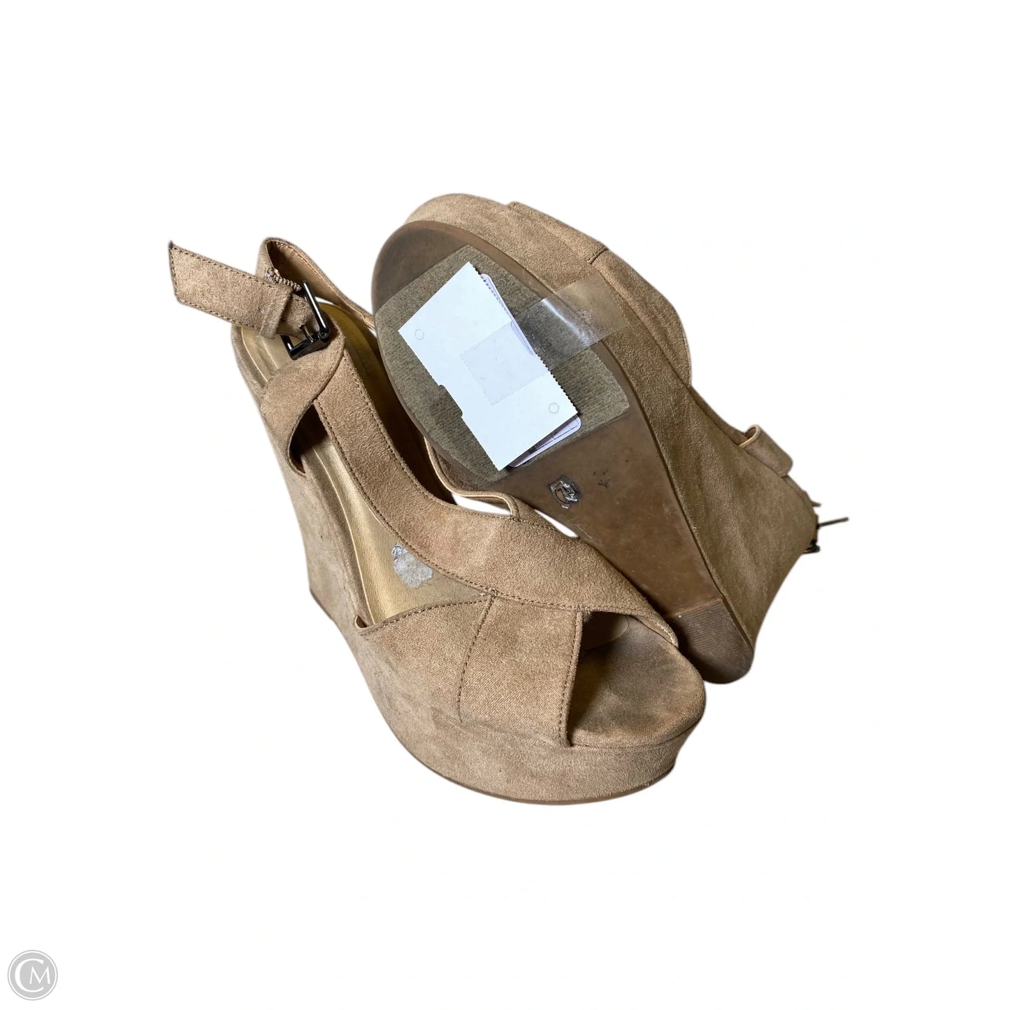 Sandals Heels Wedge By Chinese Laundry In Tan, Size: 7