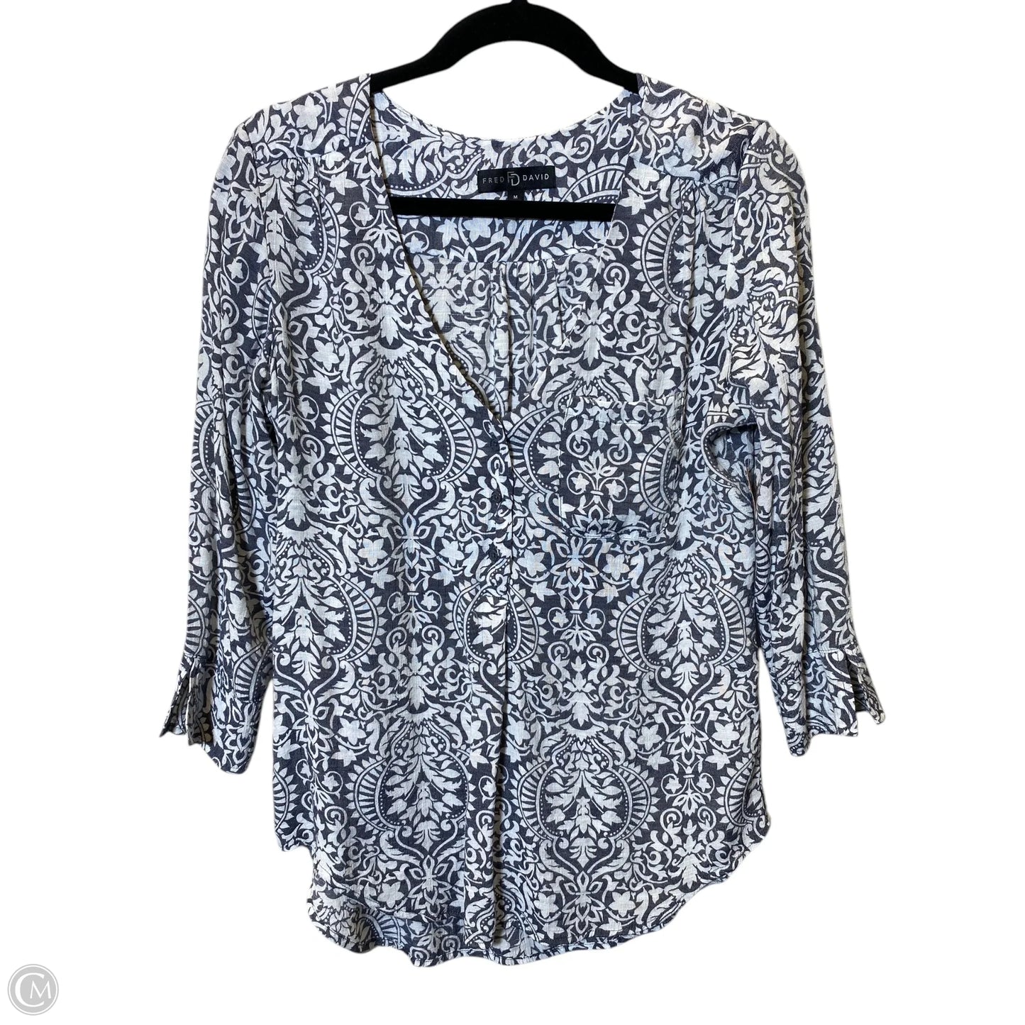 Blouse 3/4 Sleeve By Fred David In Paisley Print, Size: M