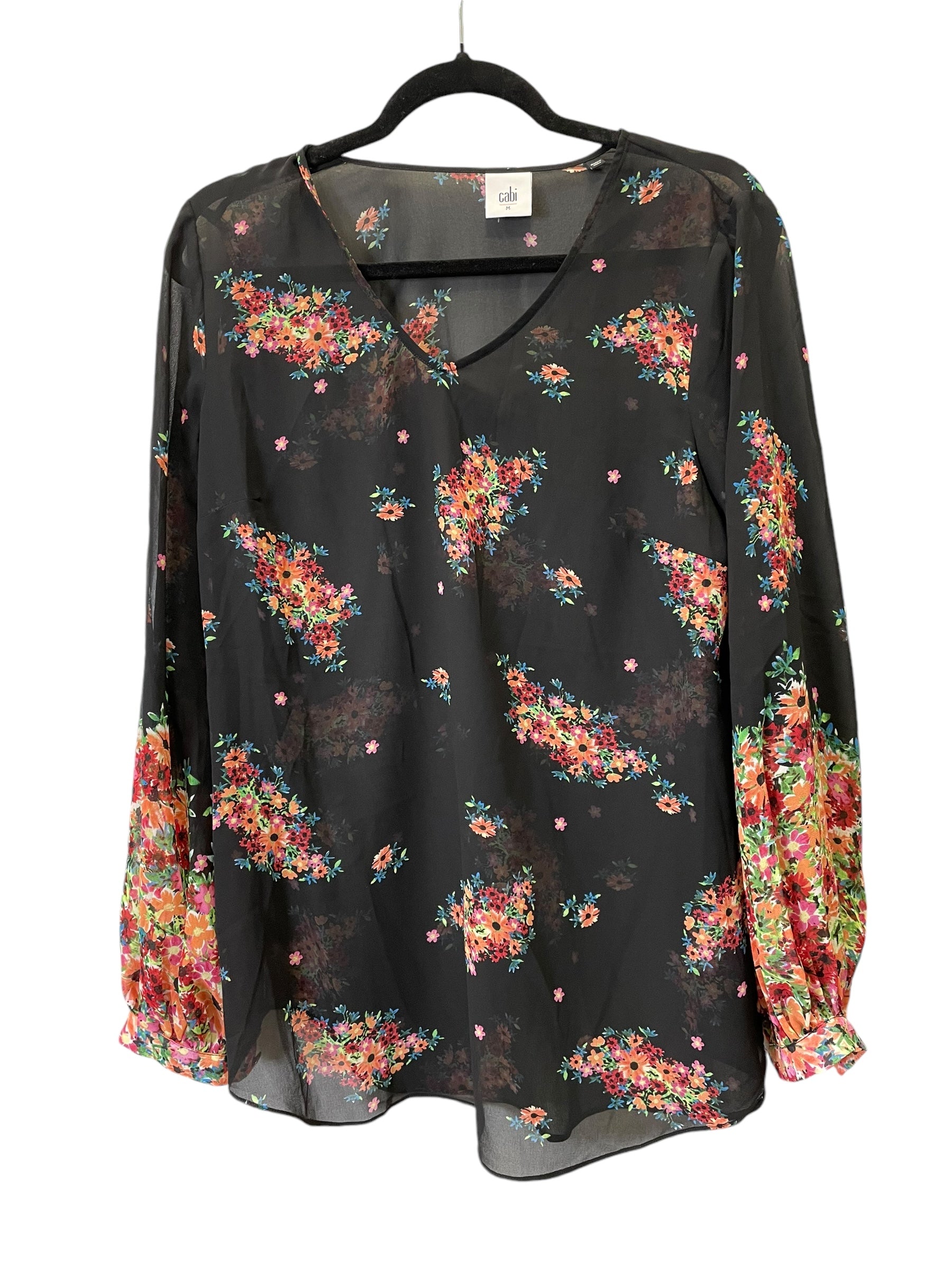 Cabi Style 400 Gemini Sheer Floral shops Tunic with Raglan Sleeves - Medium