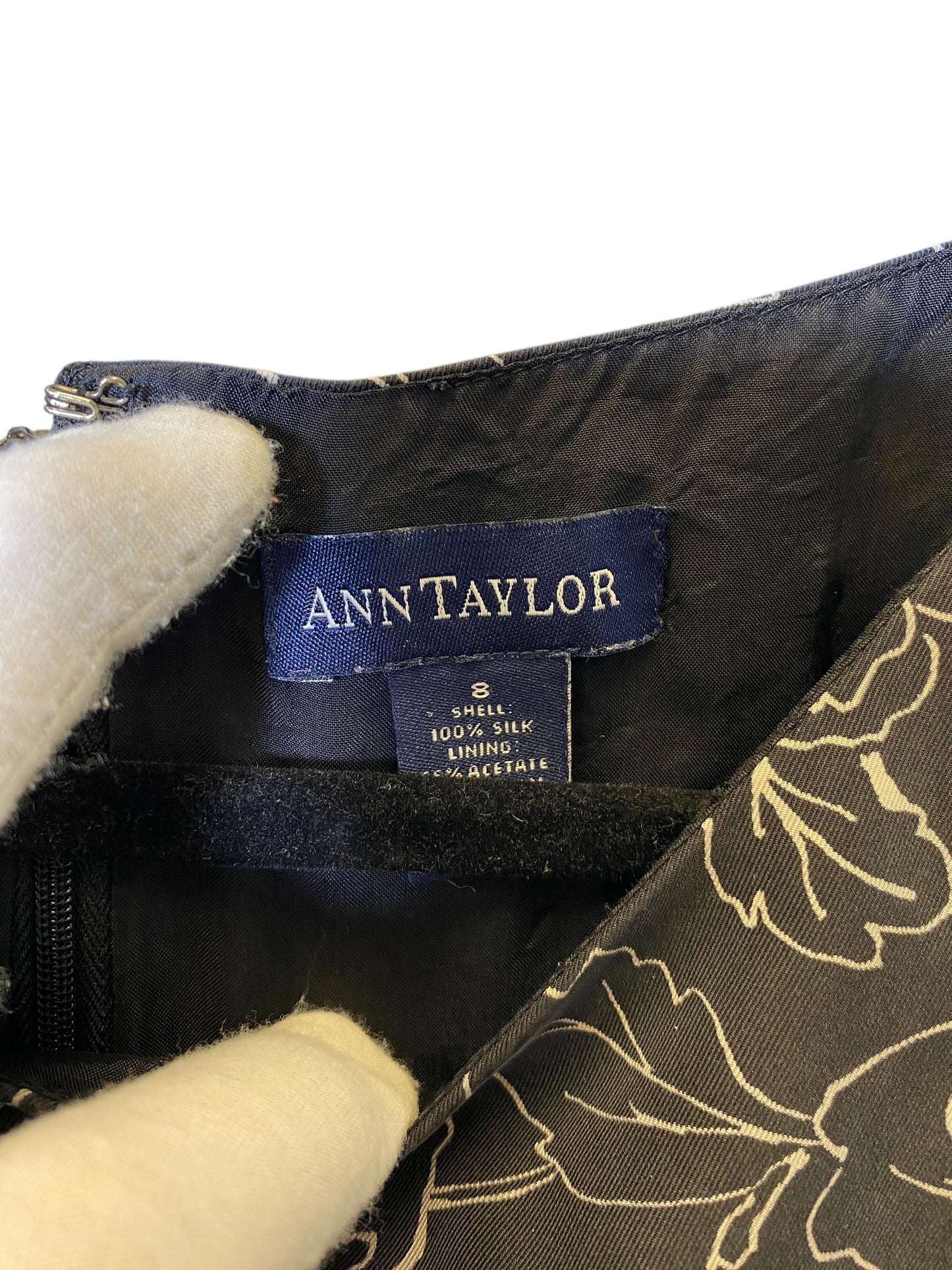Dress Casual Midi By Ann Taylor In Grey & White, Size: M