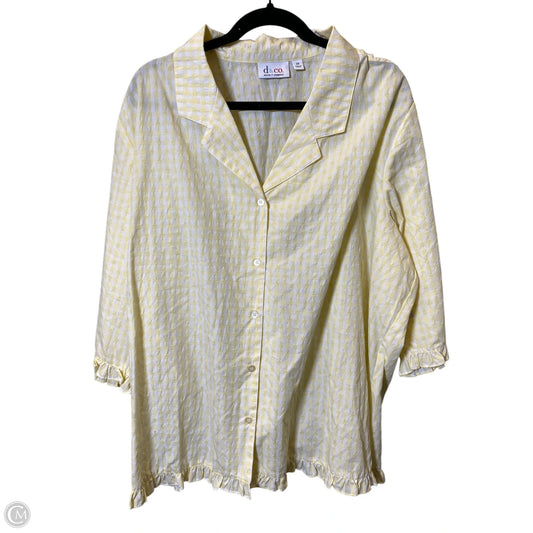 Blouse 3/4 Sleeve By Cmc In Yellow, Size: 3x