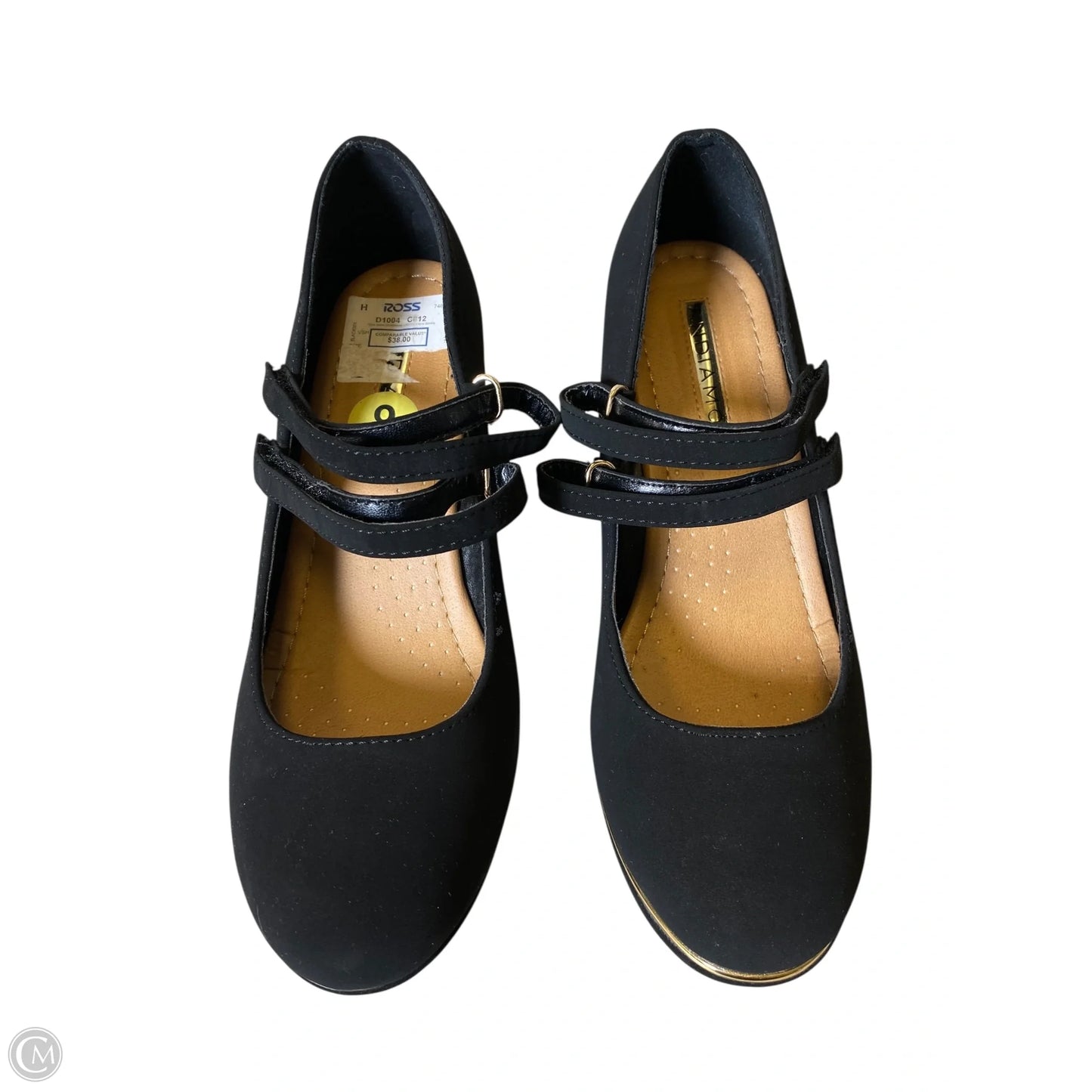 Shoes Heels Wedge By Clothes Mentor In Black & Gold, Size: 9