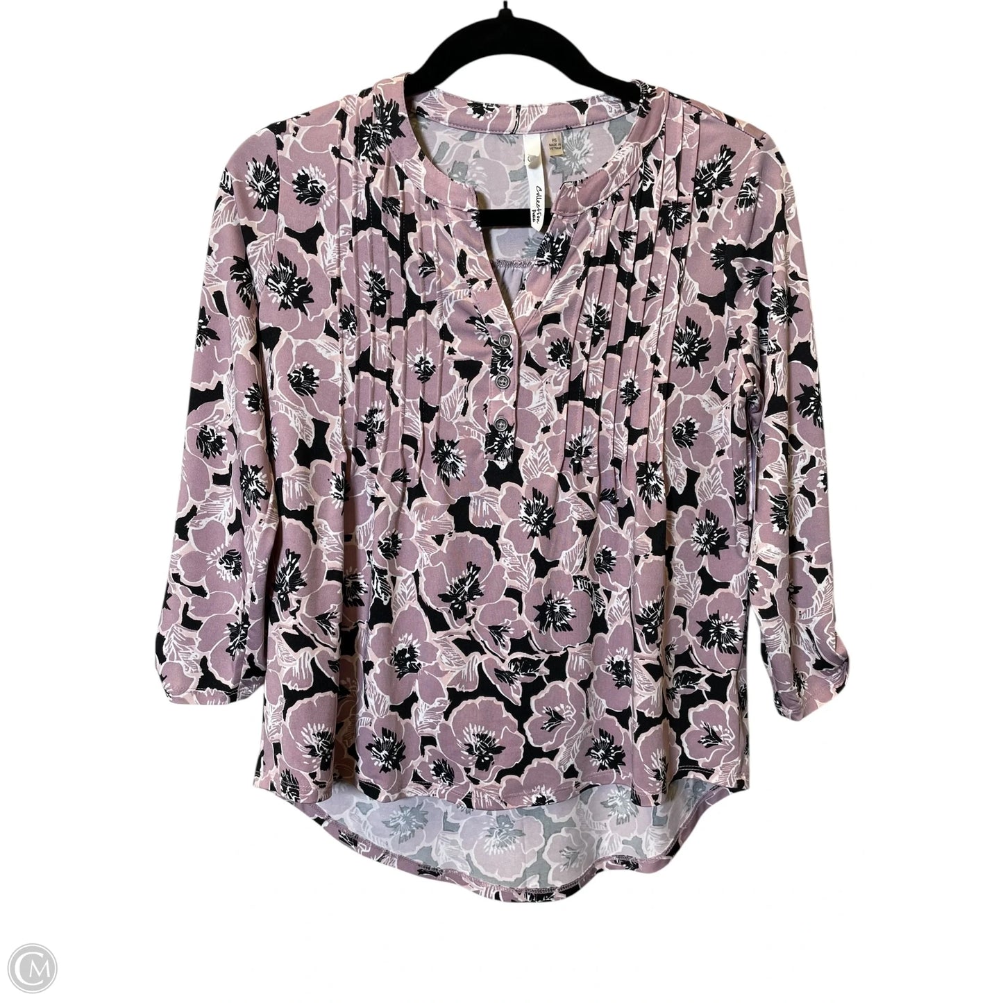Top 3/4 Sleeve By Ny Collection In Floral Print, Size: S