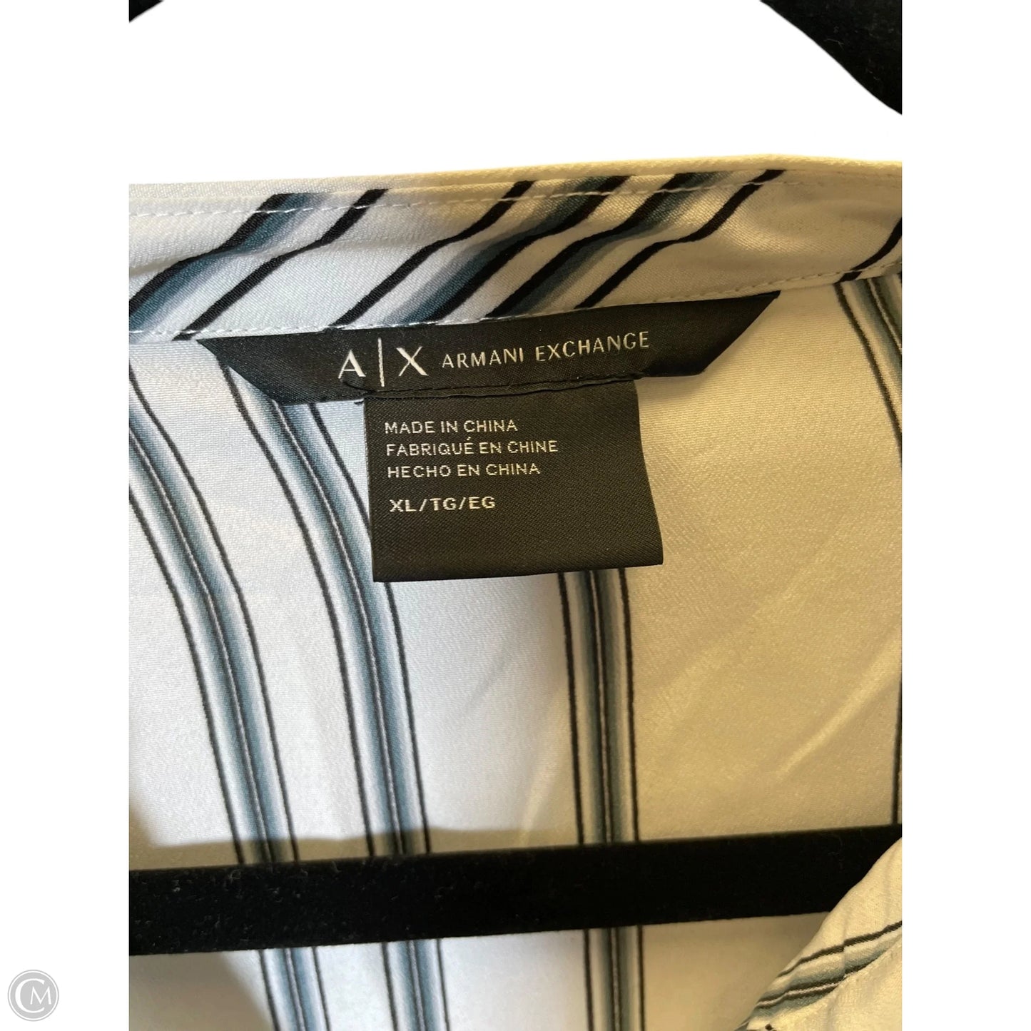 Top Long Sleeve Designer By Armani Exchange In Striped Pattern, Size: Xl